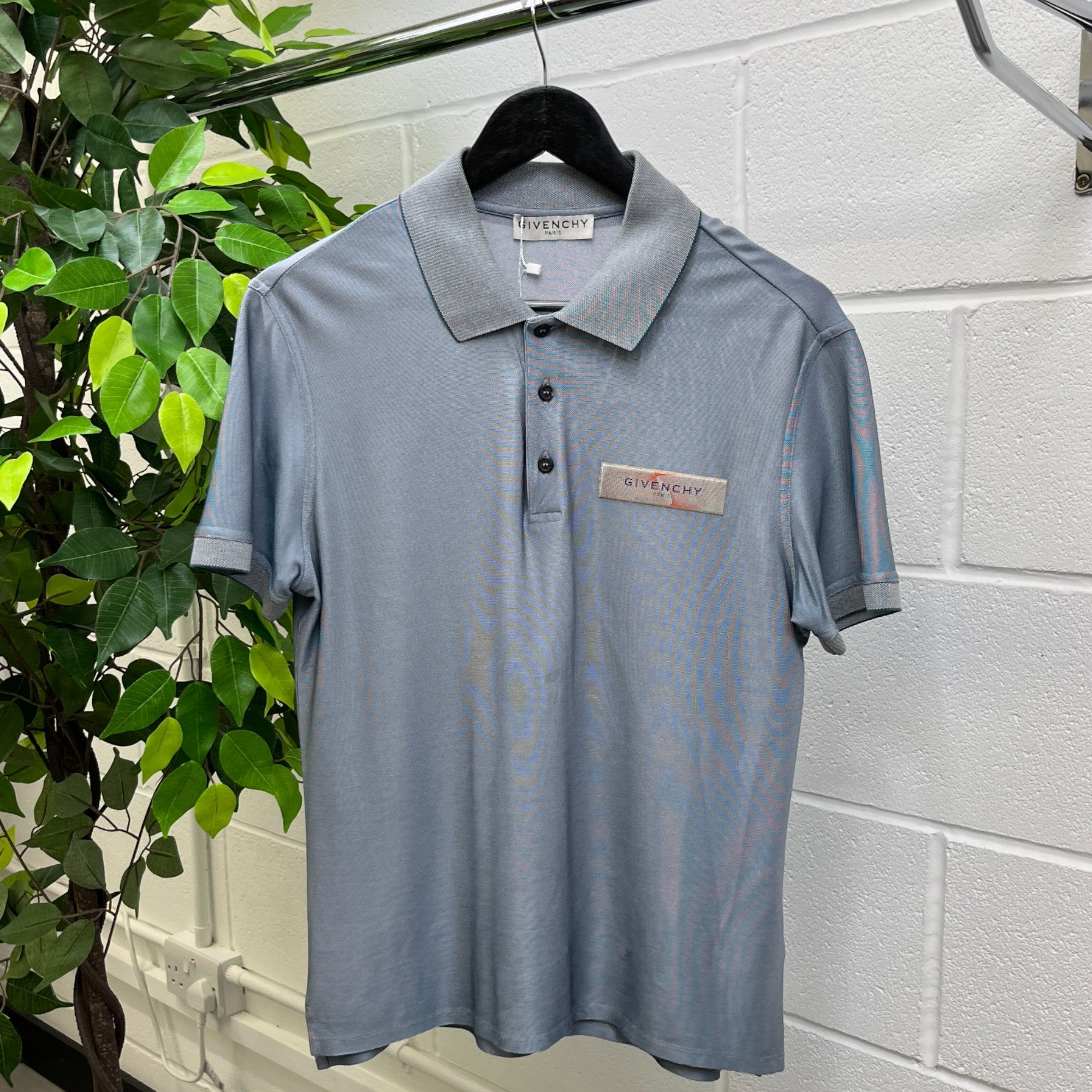 Men's Patch Logo Polo Shirt Blue Size M