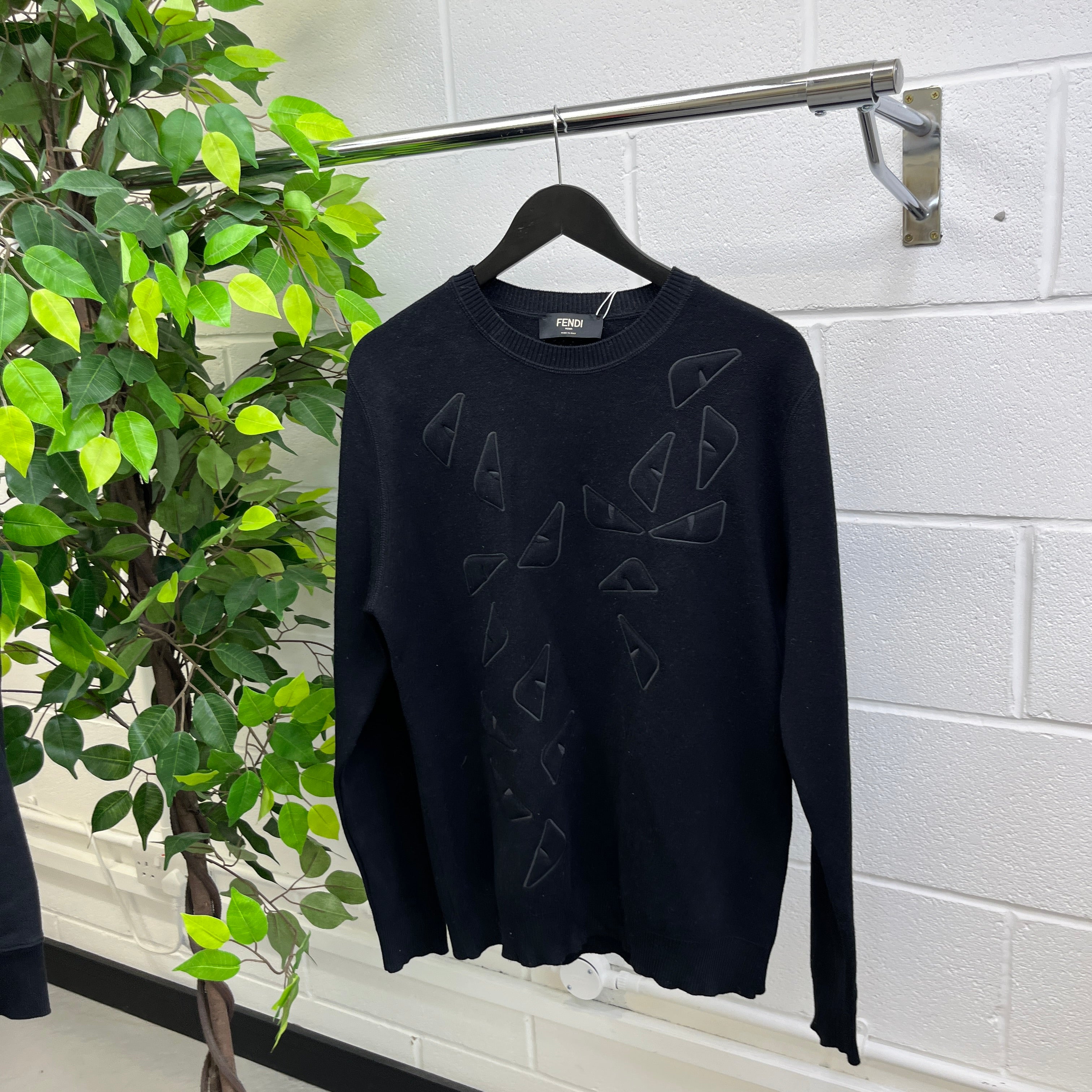 Men's Monster Eyes Embroidered Logo Sweatshirt Black Size IT 52 / UK XL