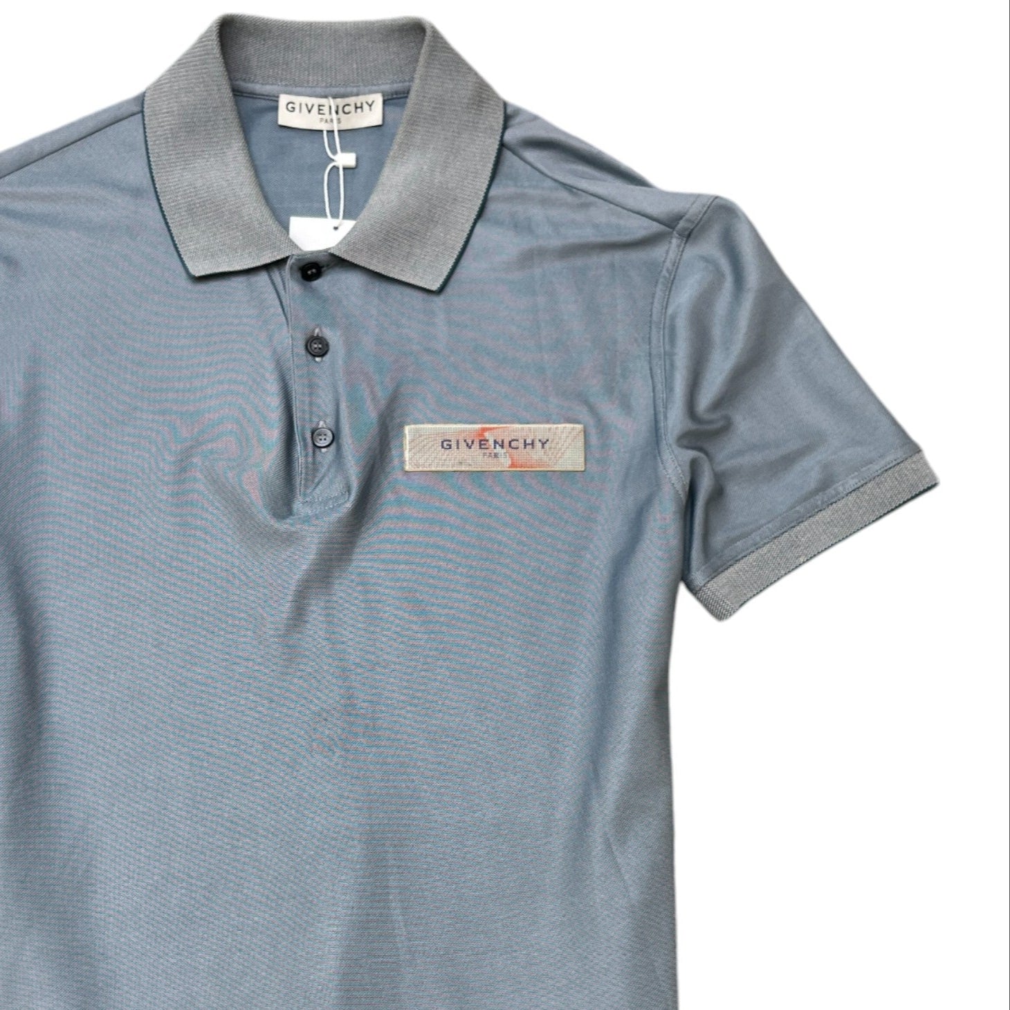 Men's Patch Logo Polo Shirt Blue Size M