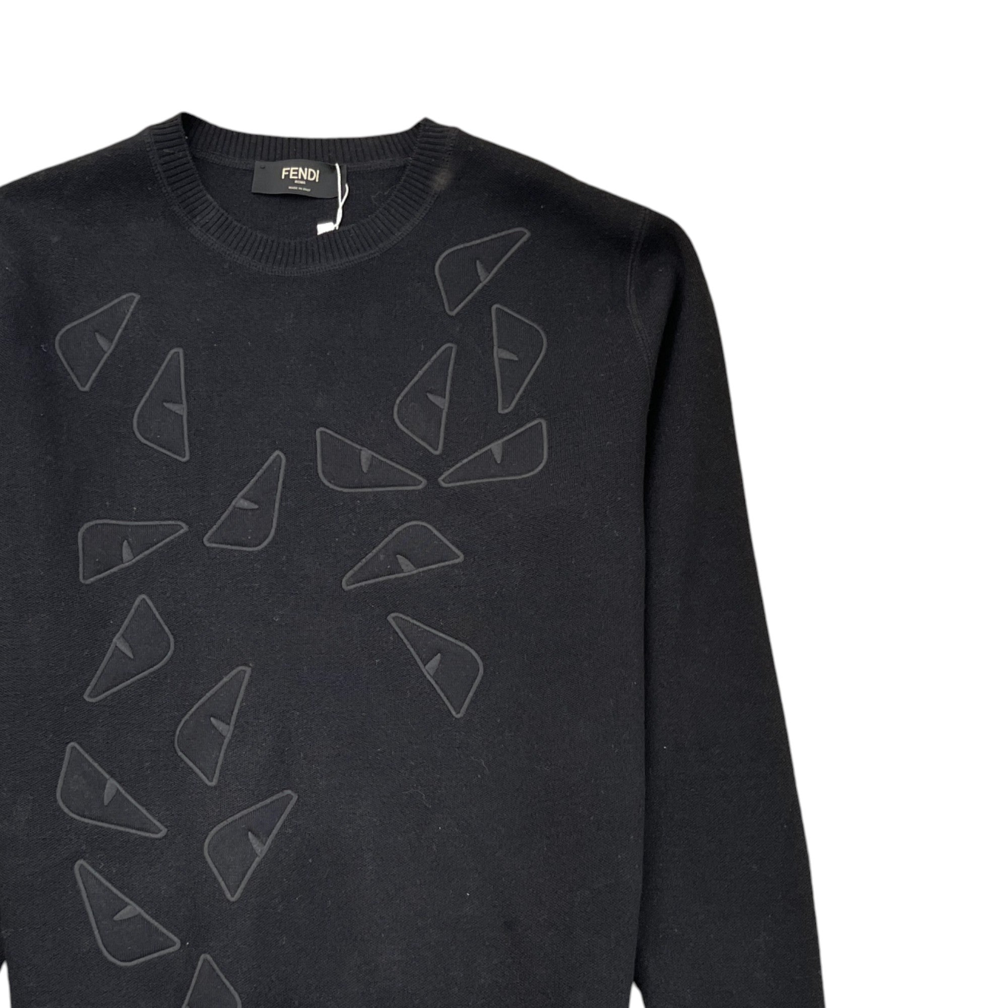 Men's Monster Eyes Embroidered Logo Sweatshirt Black Size IT 52 / UK XL