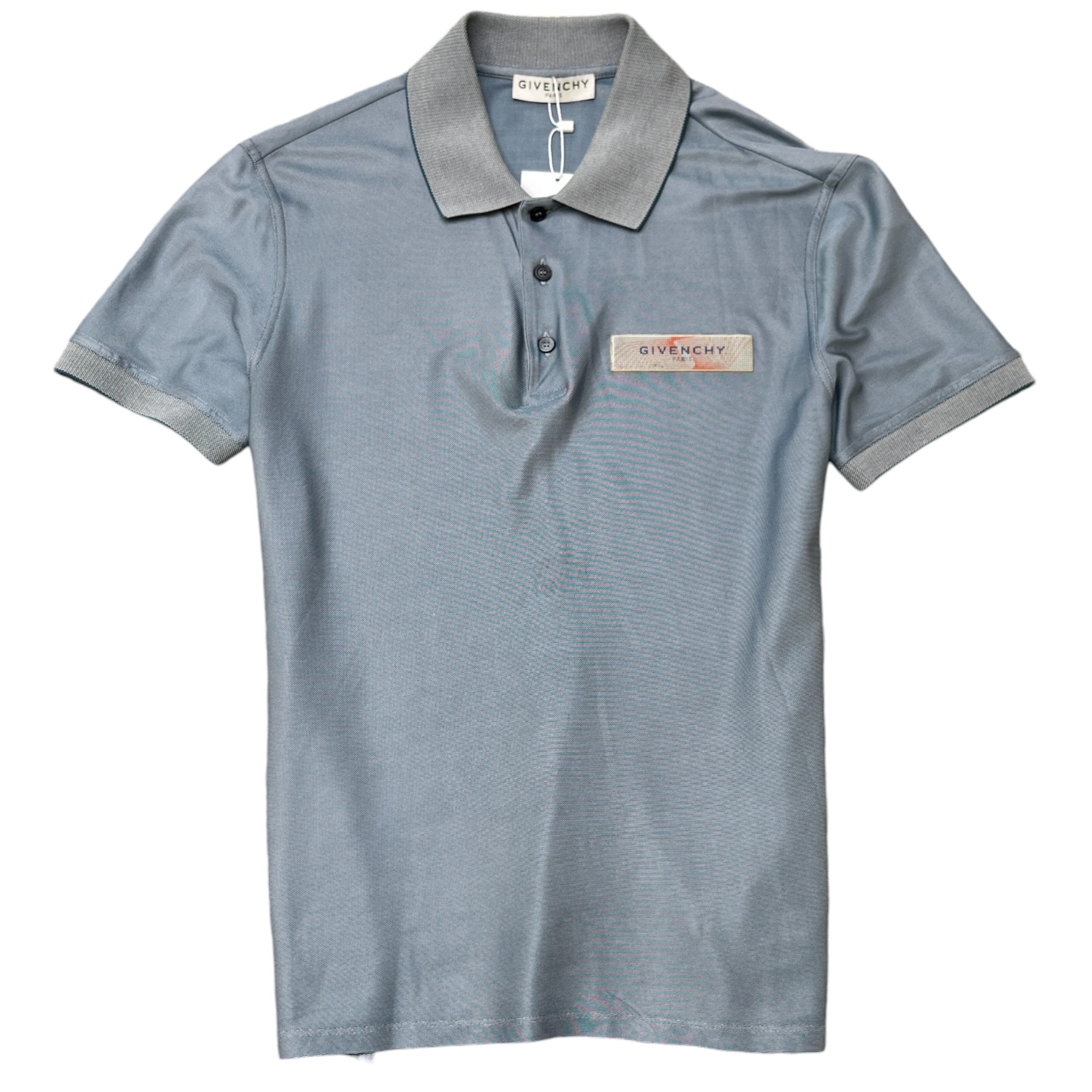 Men's Patch Logo Polo Shirt Blue Size M