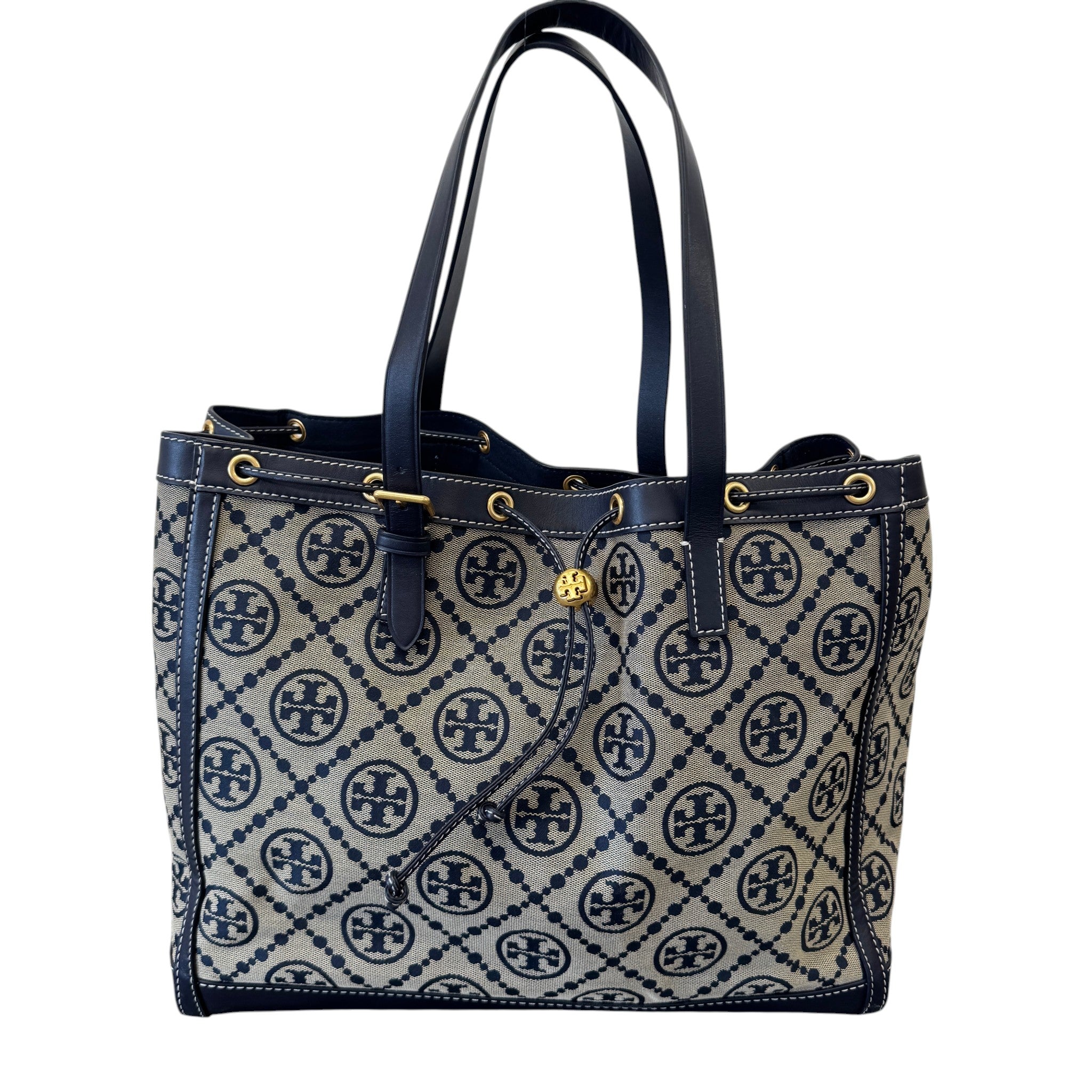 Women's Large T Monogram Tote Bag Navy