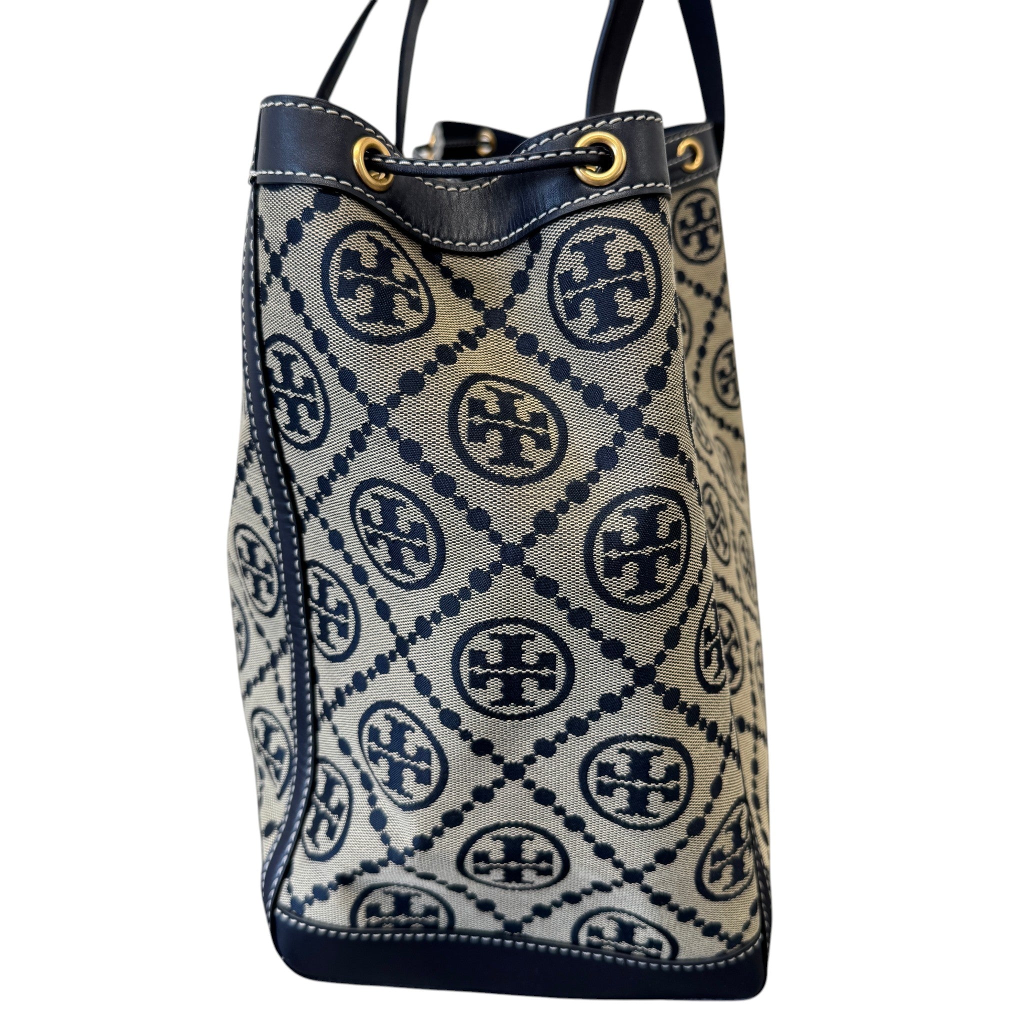 Women's Large T Monogram Tote Bag Navy