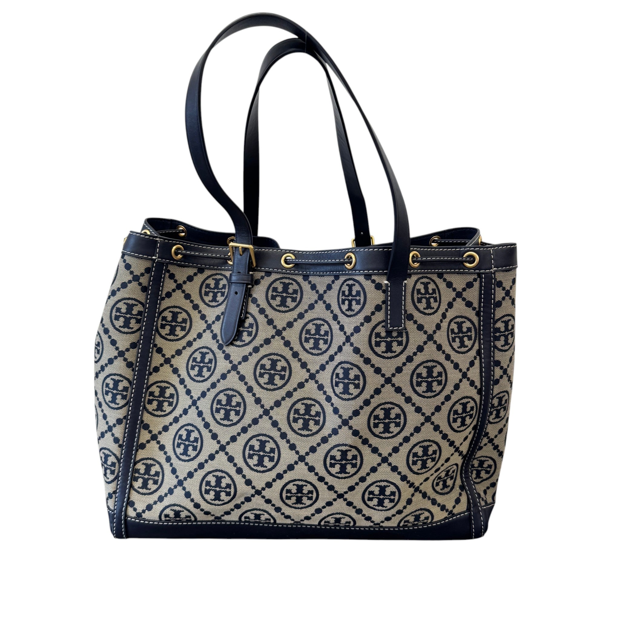 Women's Large T Monogram Tote Bag Navy