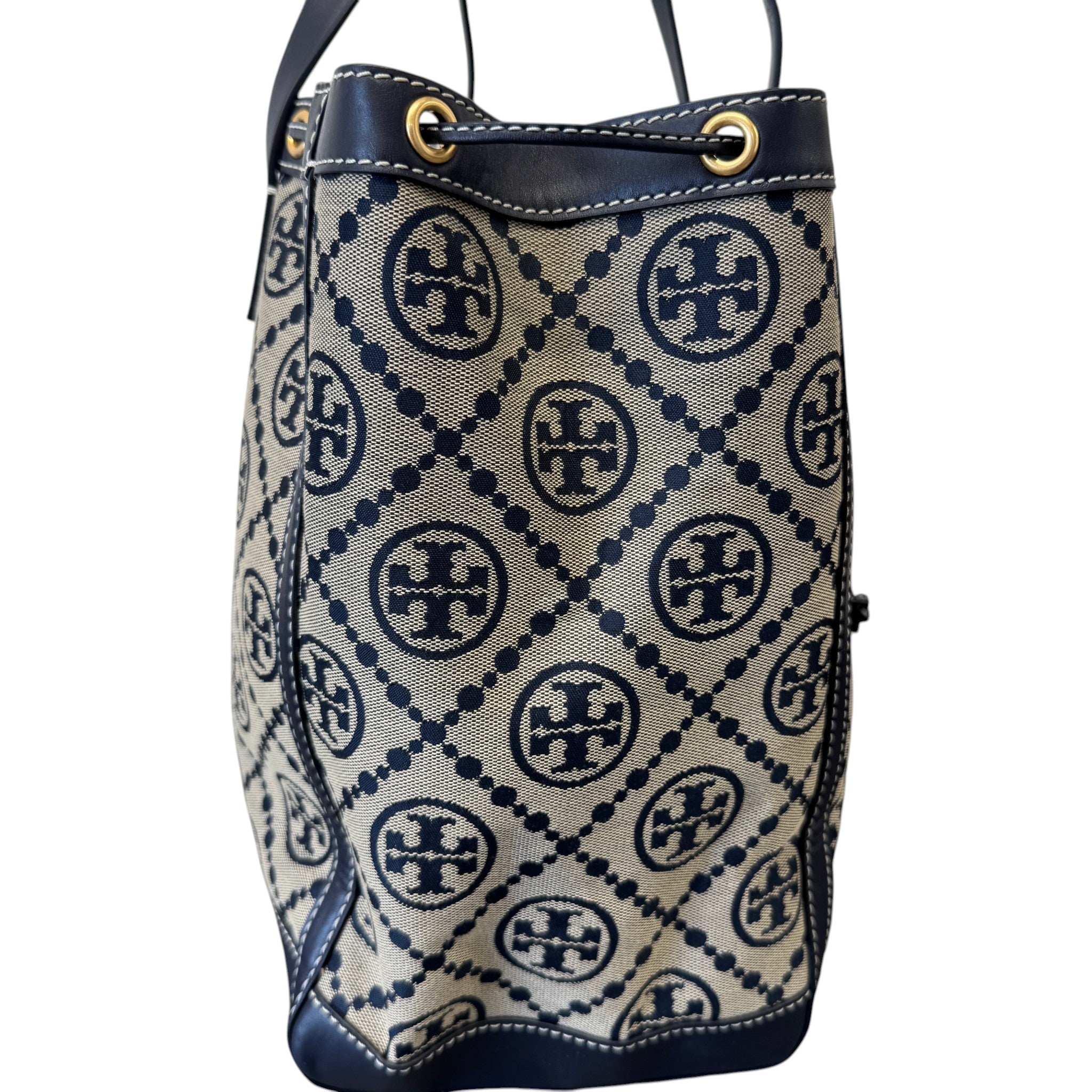Women's Large T Monogram Tote Bag Navy
