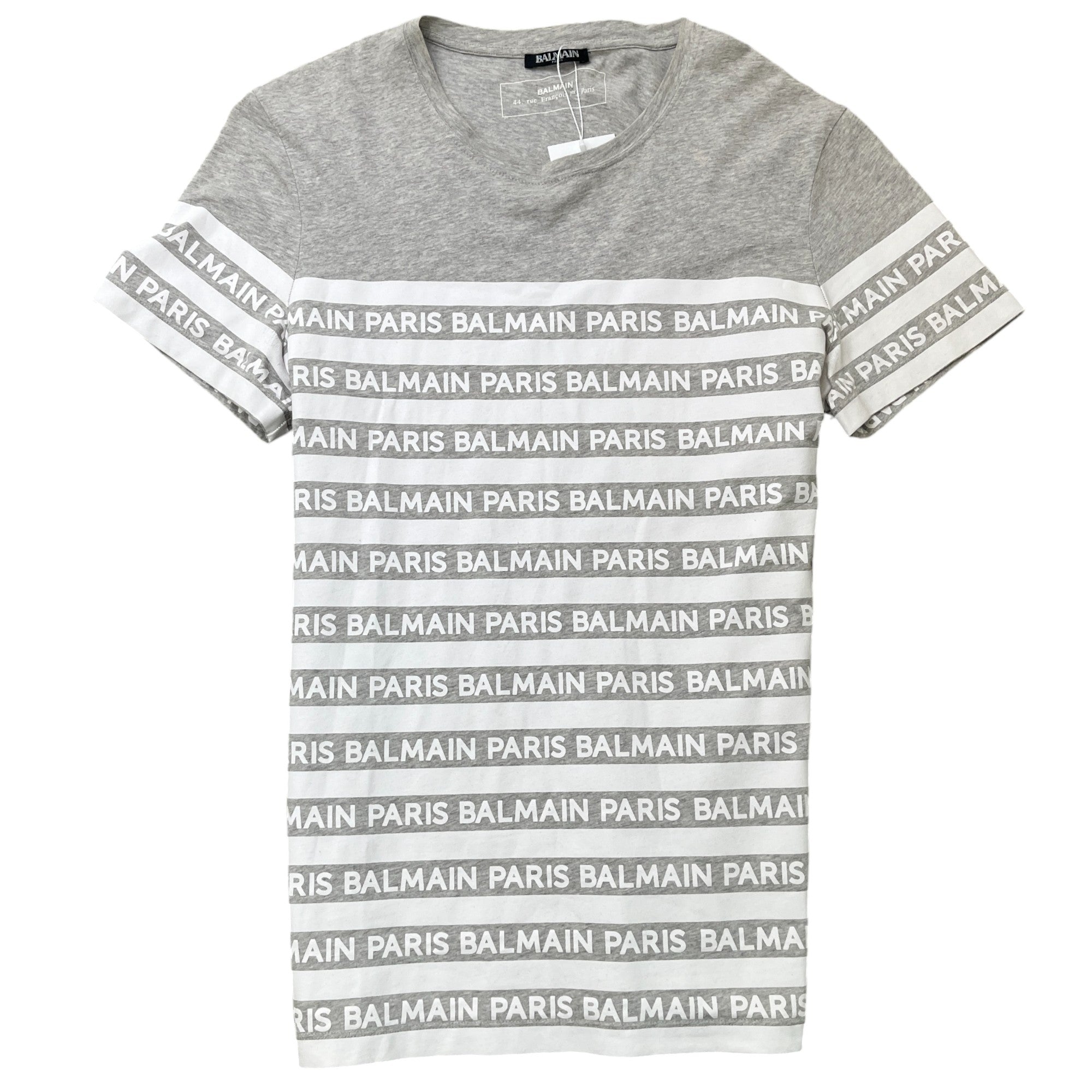 Men's Stripe Logo Print T-Shirt Grey Size S