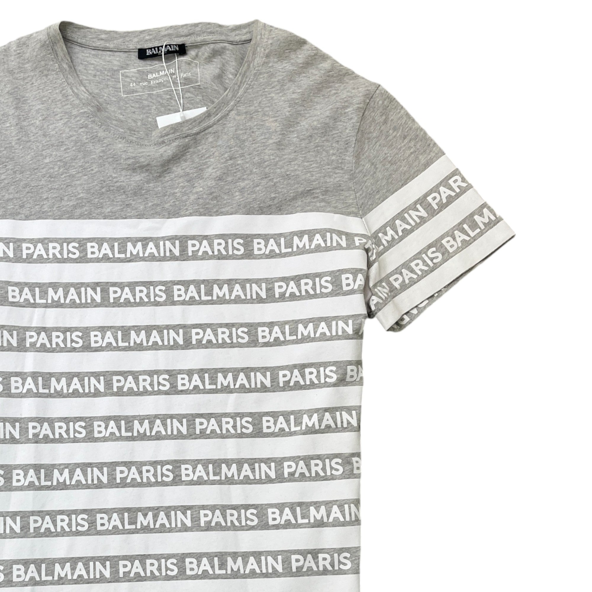 Men's Stripe Logo Print T-Shirt Grey Size S