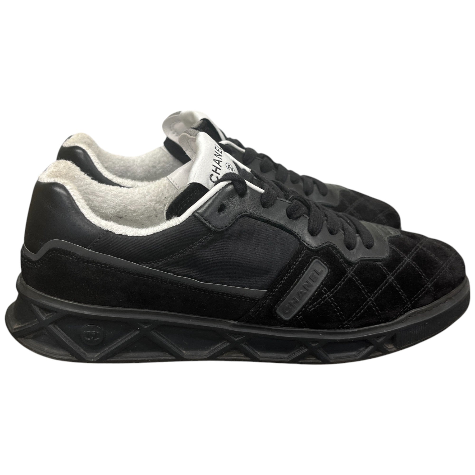 Women's Quilted Low Trainers Black Size EU 39 / UK 6