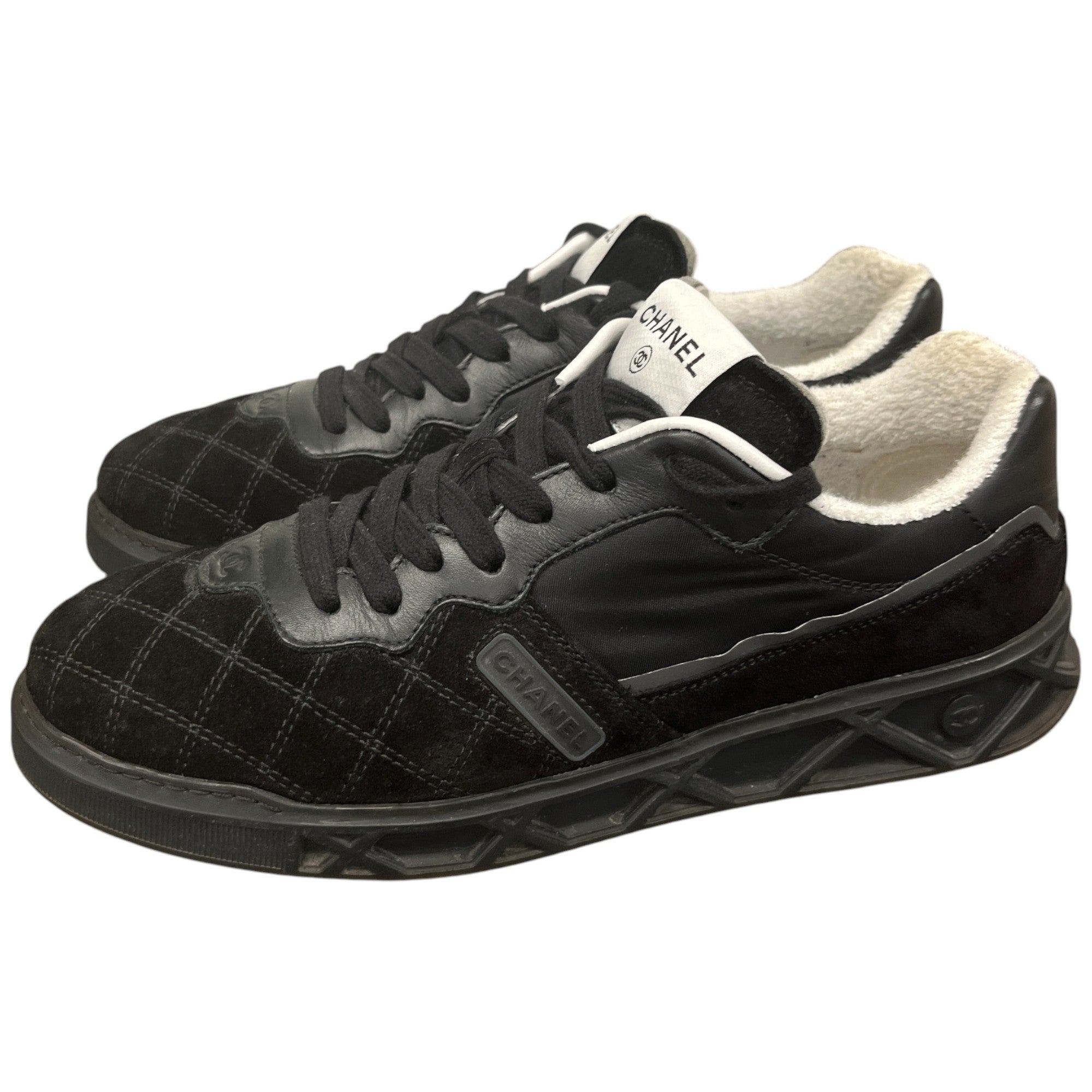 Women's Quilted Low Trainers Black Size EU 39 / UK 6