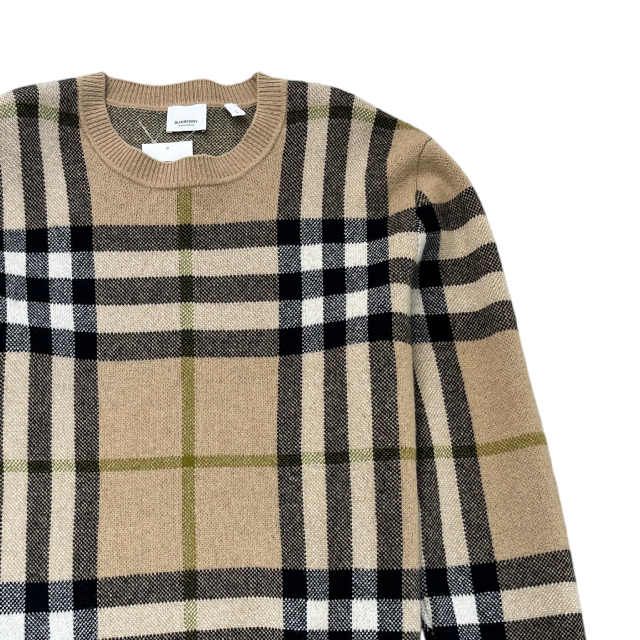 Men's Checkered Cashmere Jumper Beige Size L