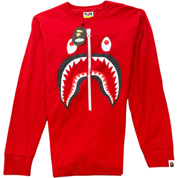 Men's Shark Graphic Long Sleeve T-Shirt Red Size M
