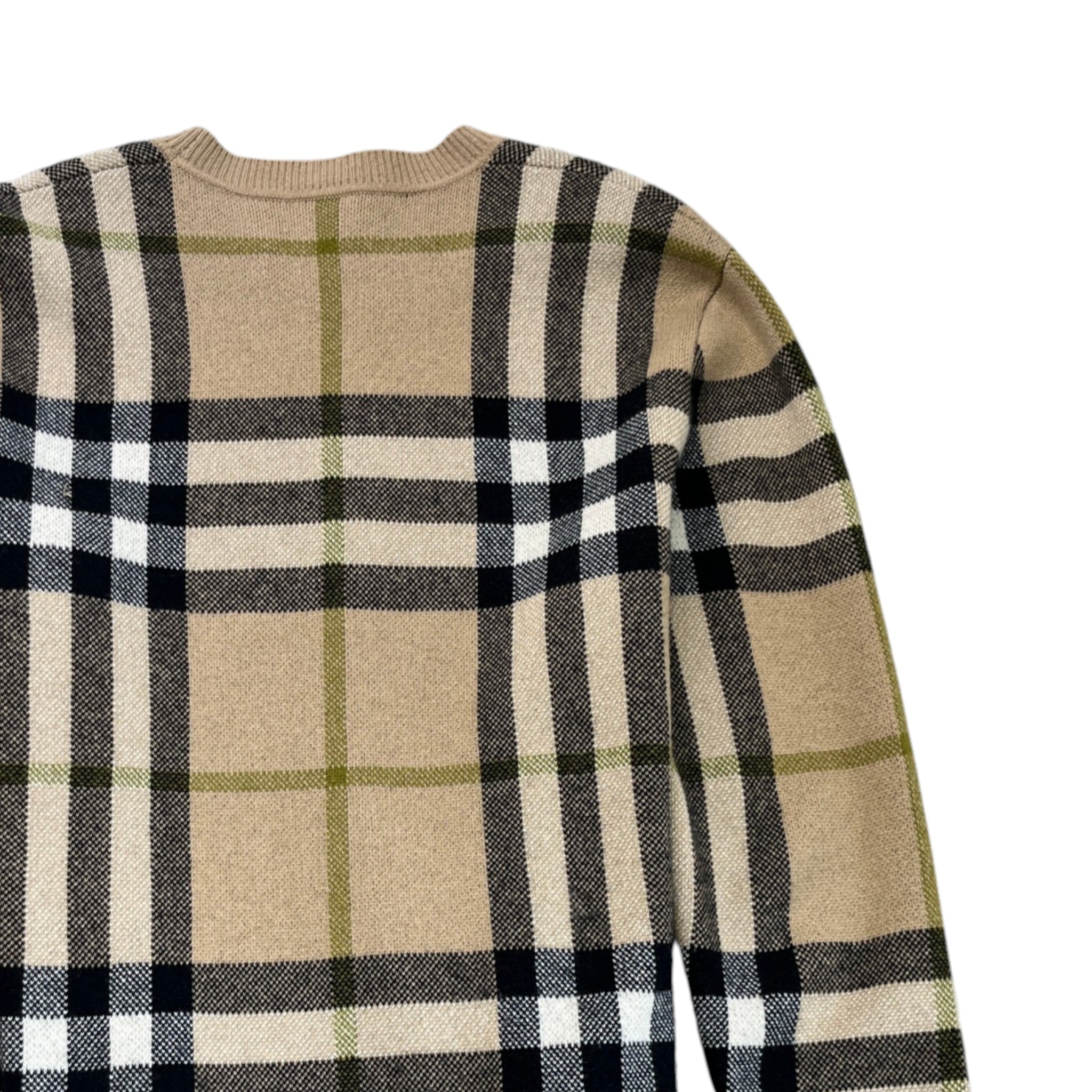 Men's Checkered Cashmere Jumper Beige Size L
