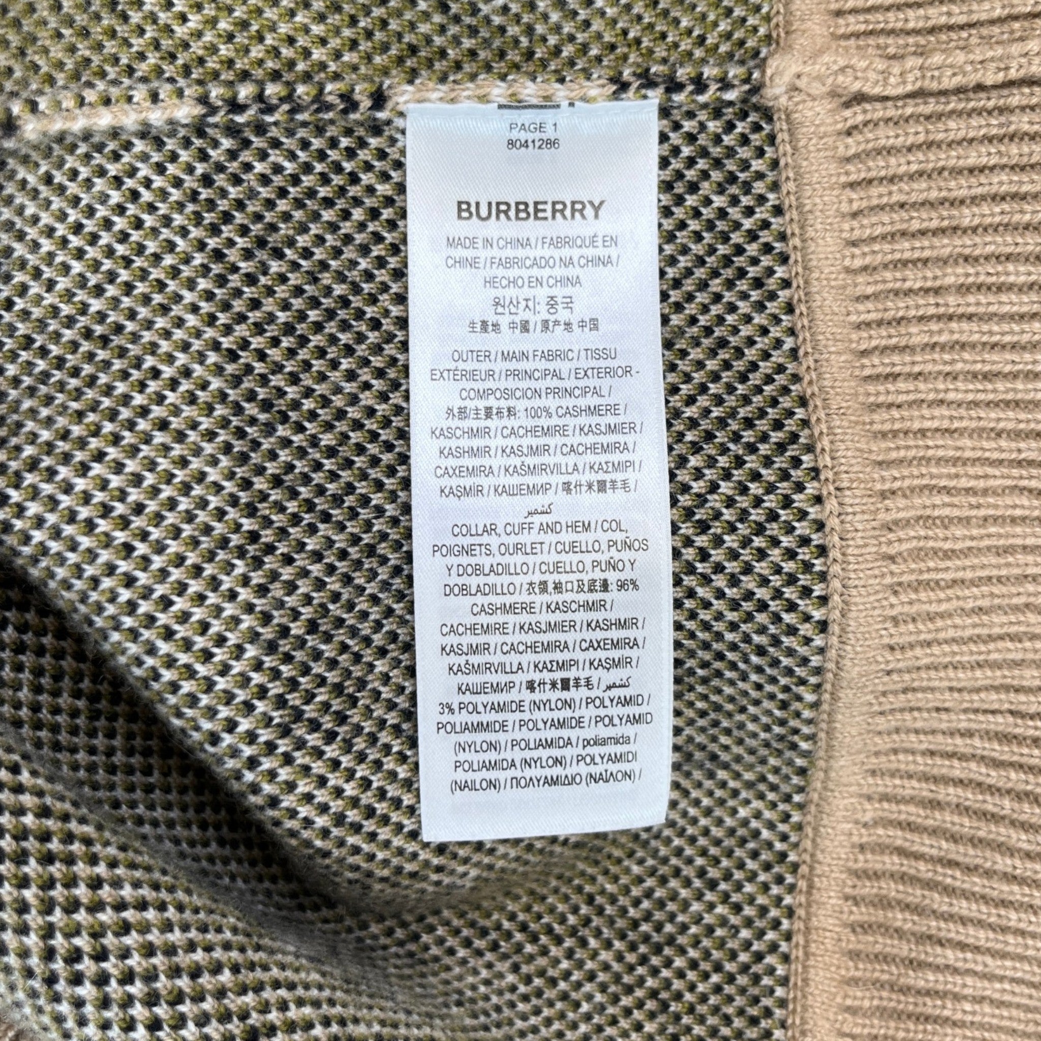 Men's Checkered Cashmere Jumper Beige Size L