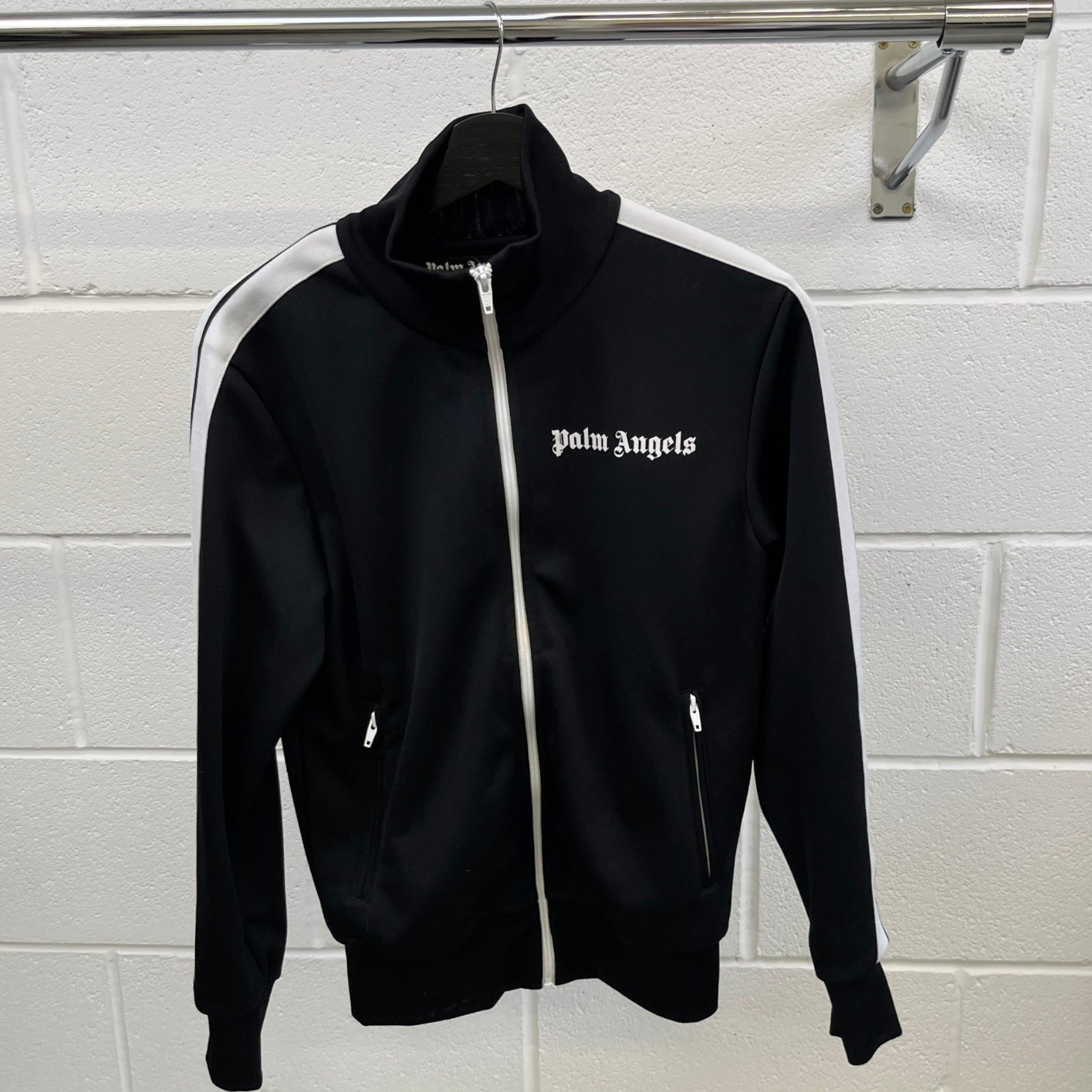 Men's Logo Print Track Jacket Black Size XS