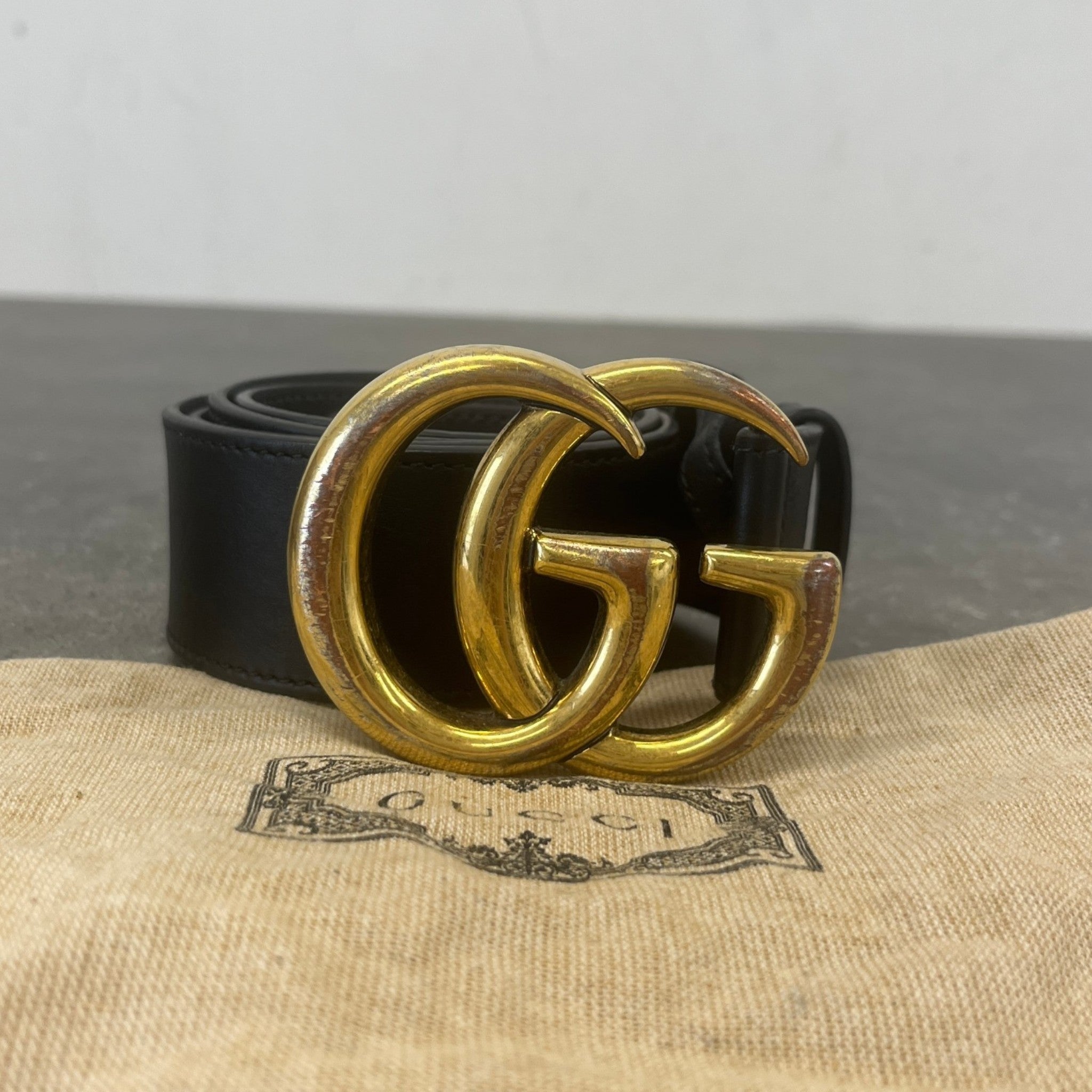 Men's Gg Marmont 90Cm Belt Black Size Waist 34"