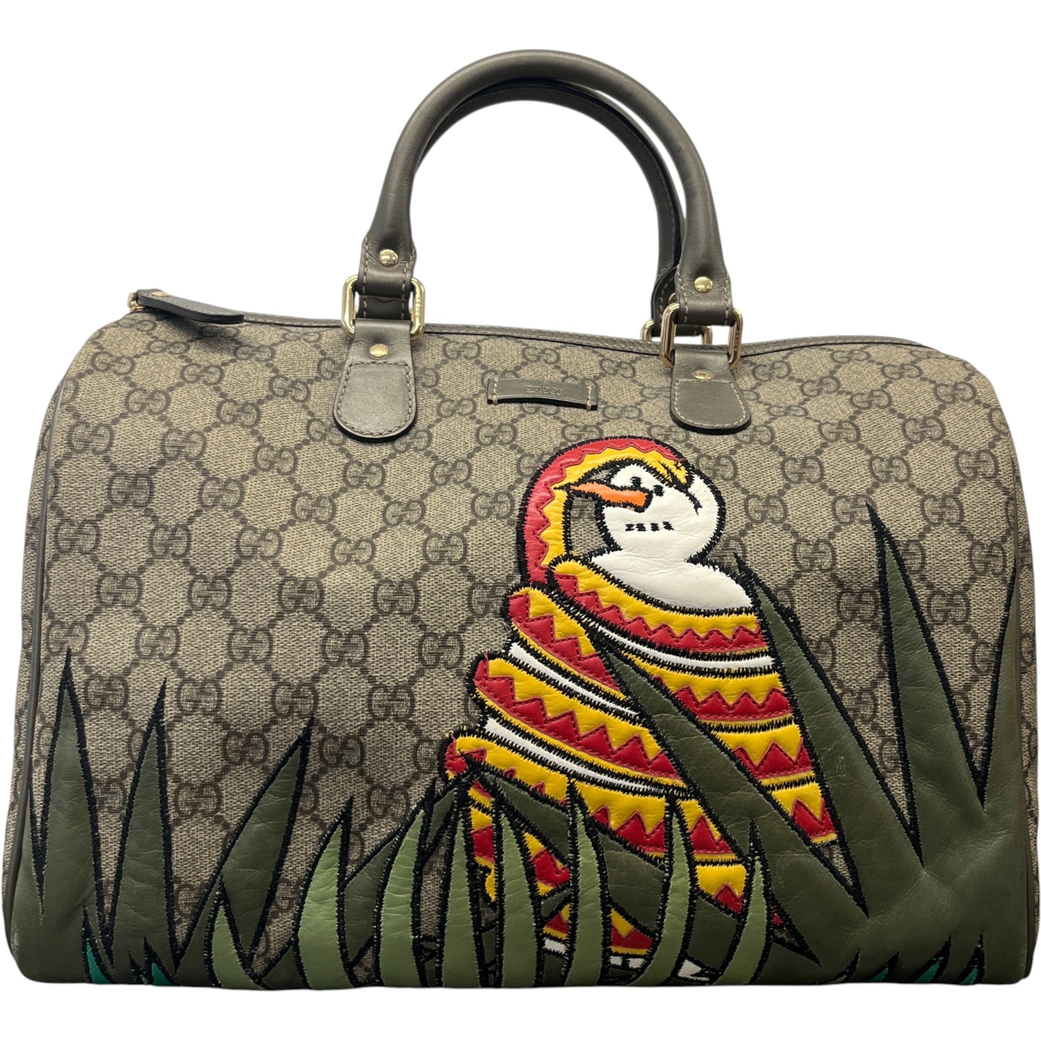 Women's Gg Supreme Joy Unicef Snowman In Africa Boston Handbag Khaki