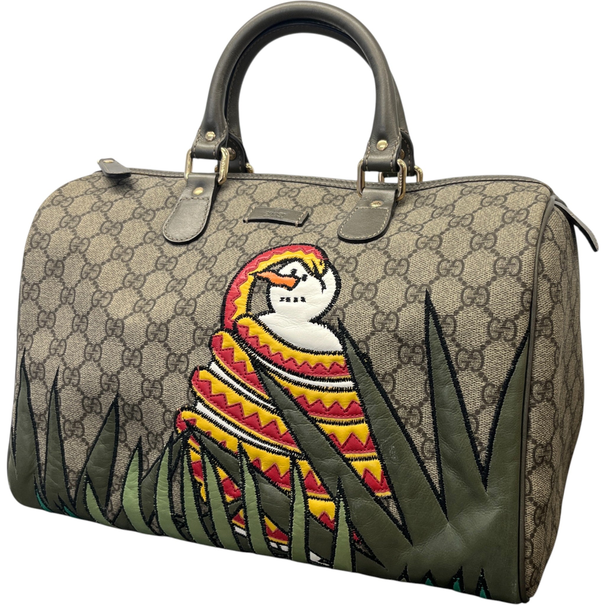 Women's Gg Supreme Joy Unicef Snowman In Africa Boston Handbag Khaki