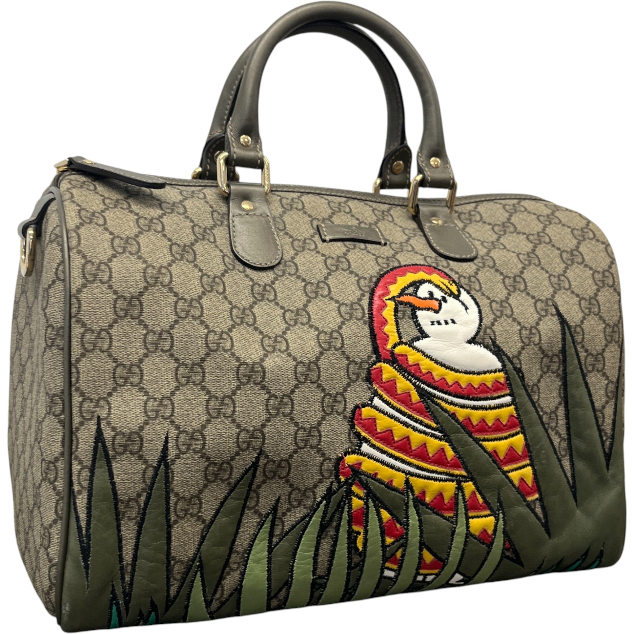 Women's Gg Supreme Joy Unicef Snowman In Africa Boston Handbag Khaki