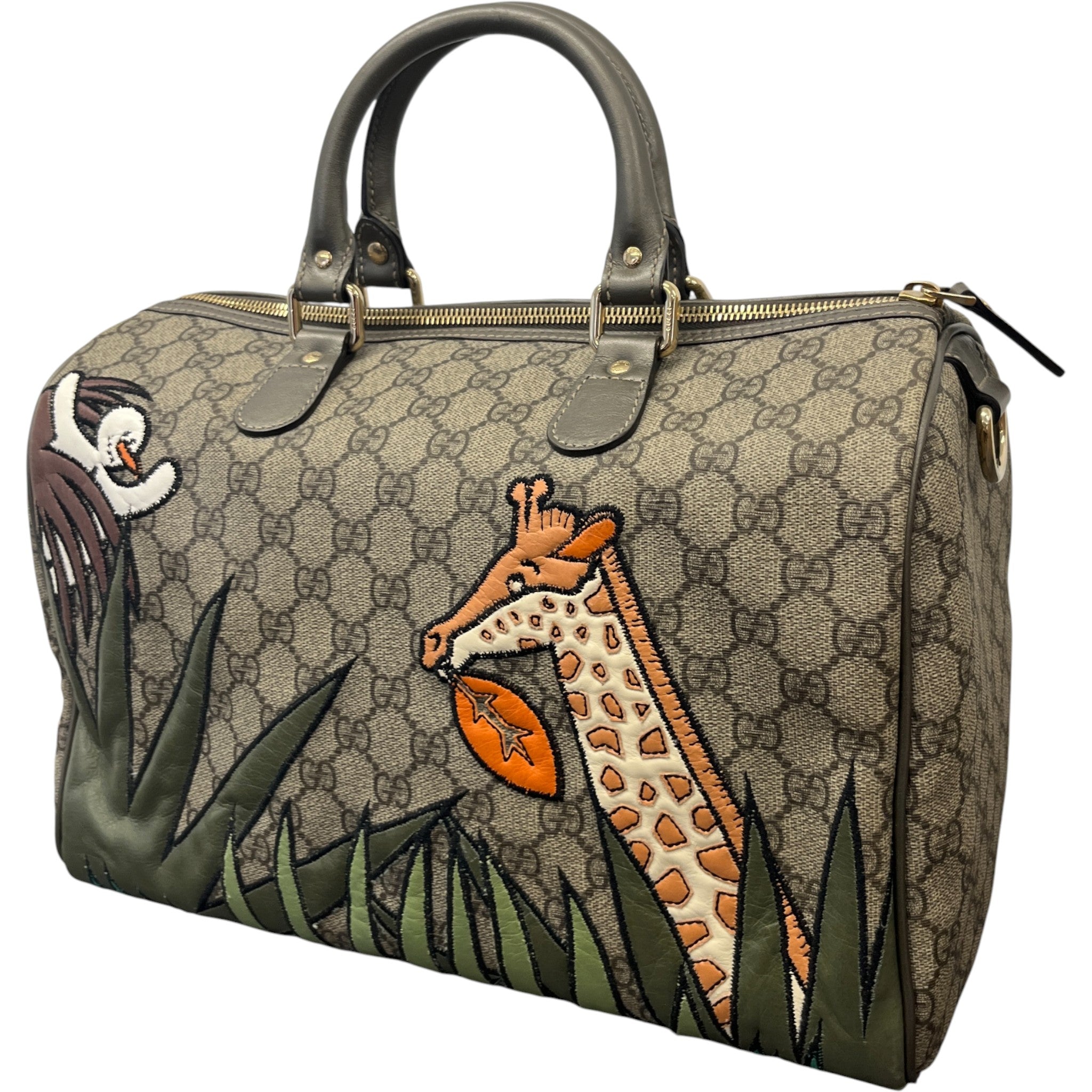 Women's Gg Supreme Joy Unicef Snowman In Africa Boston Handbag Khaki