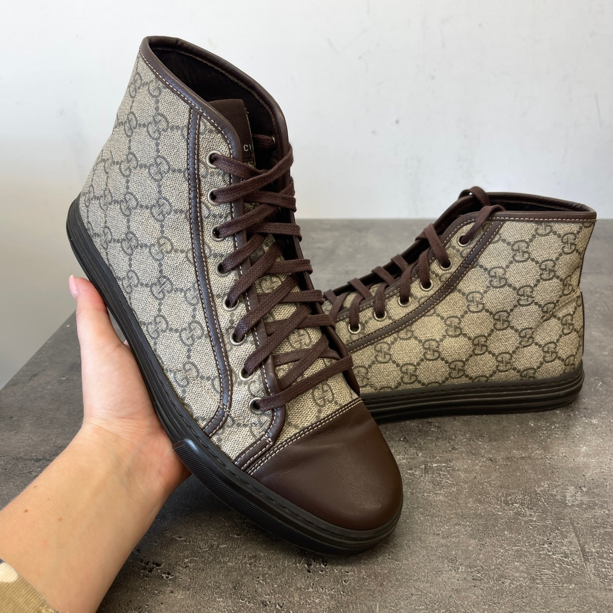 Men's Gg Supreme High Trainers Brown Size EU 41.5 / UK 7.5