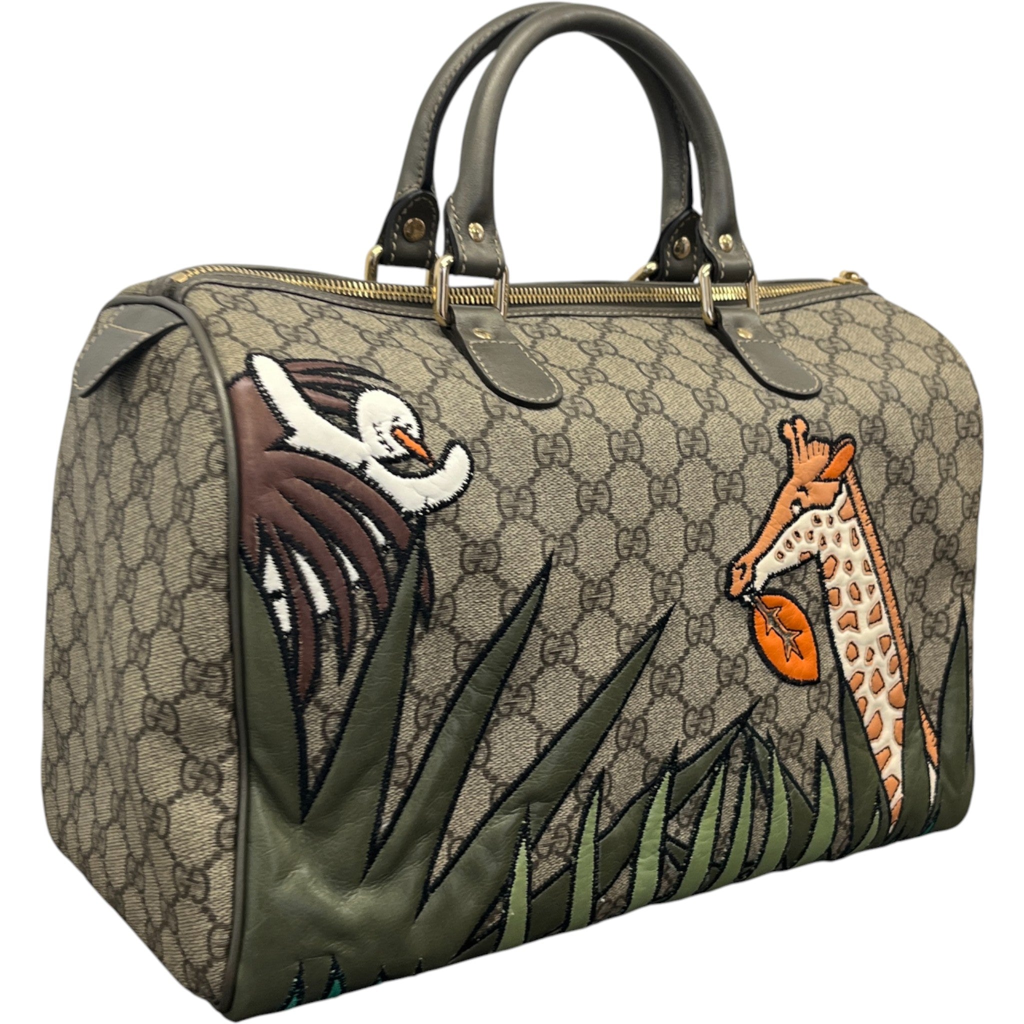 Women's Gg Supreme Joy Unicef Snowman In Africa Boston Handbag Khaki