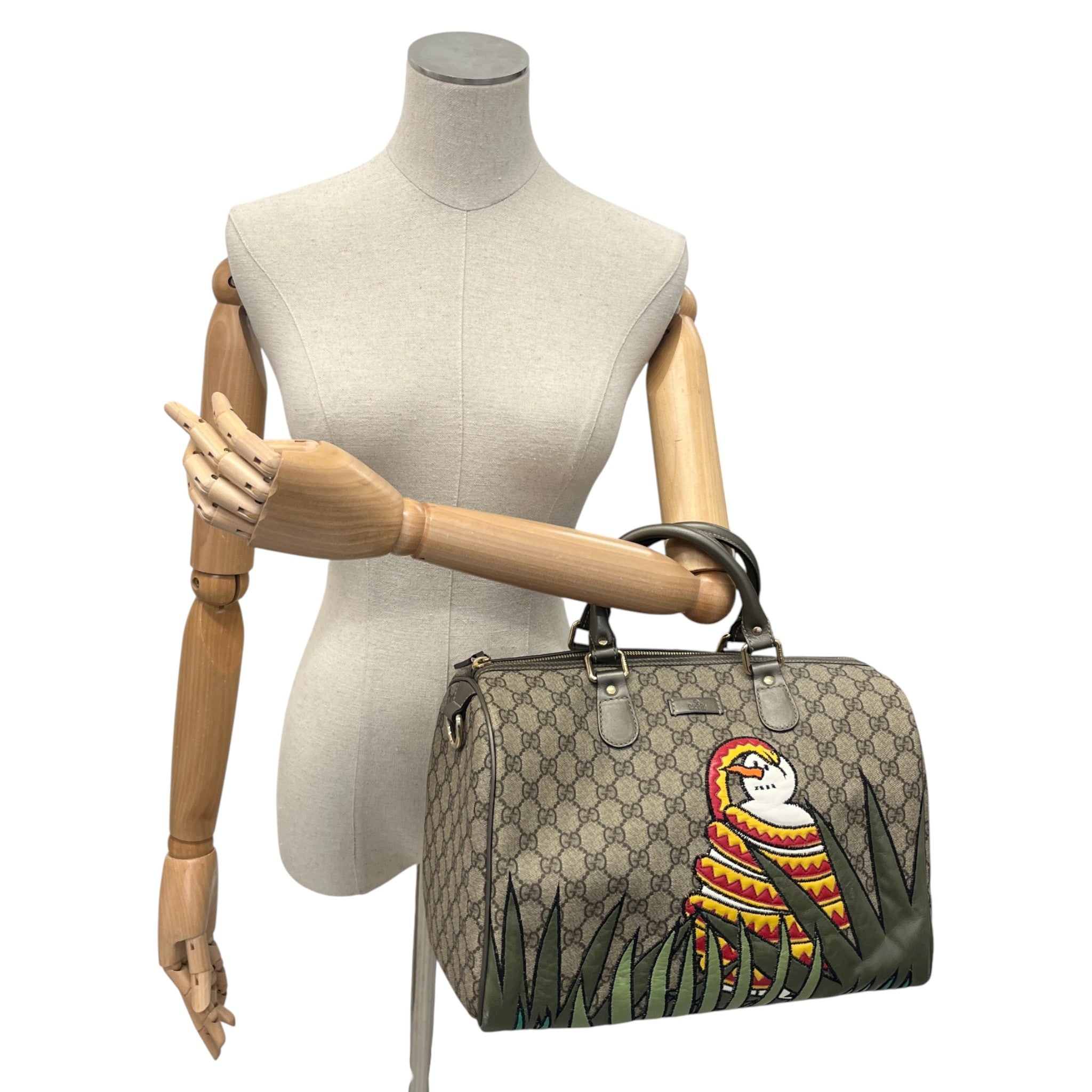 Women's Gg Supreme Joy Unicef Snowman In Africa Boston Handbag Khaki