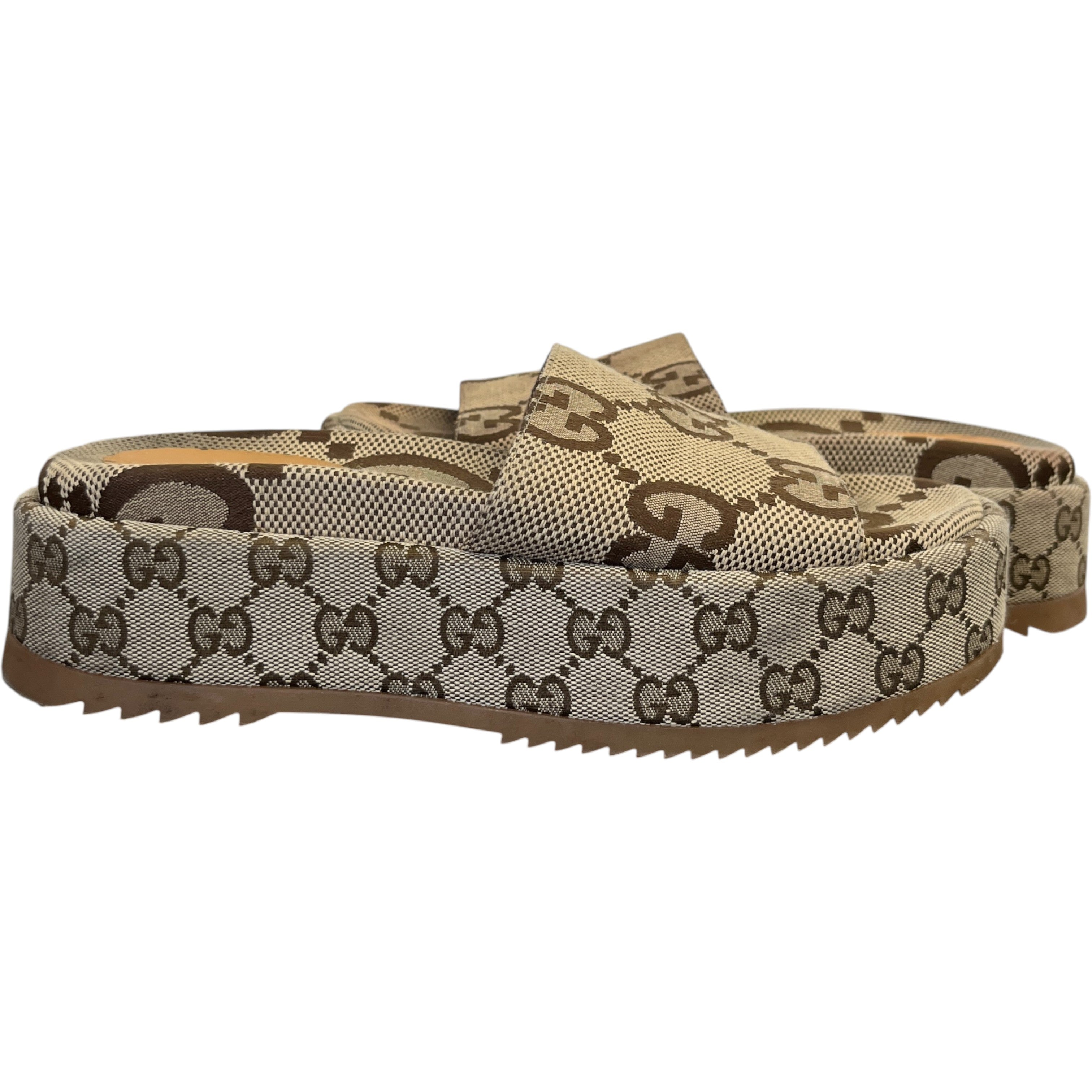 Women's Gg Platform Slide Sandals Beige Size EU 37 / UK 4