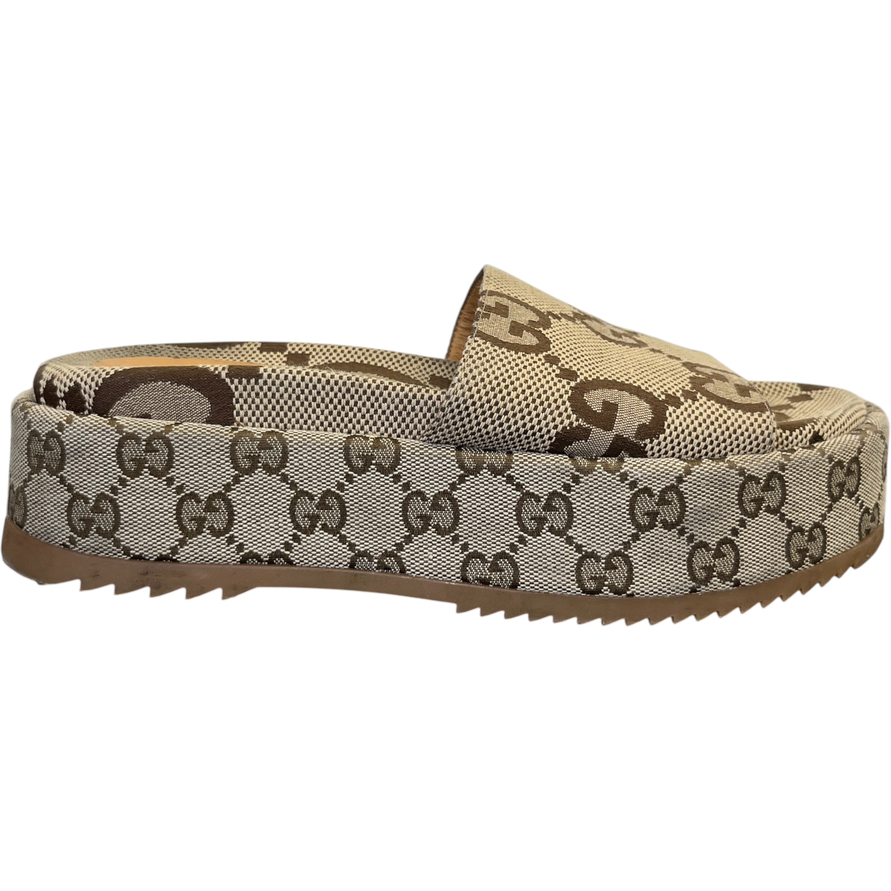 Women's Gg Platform Slide Sandals Beige Size EU 37 / UK 4