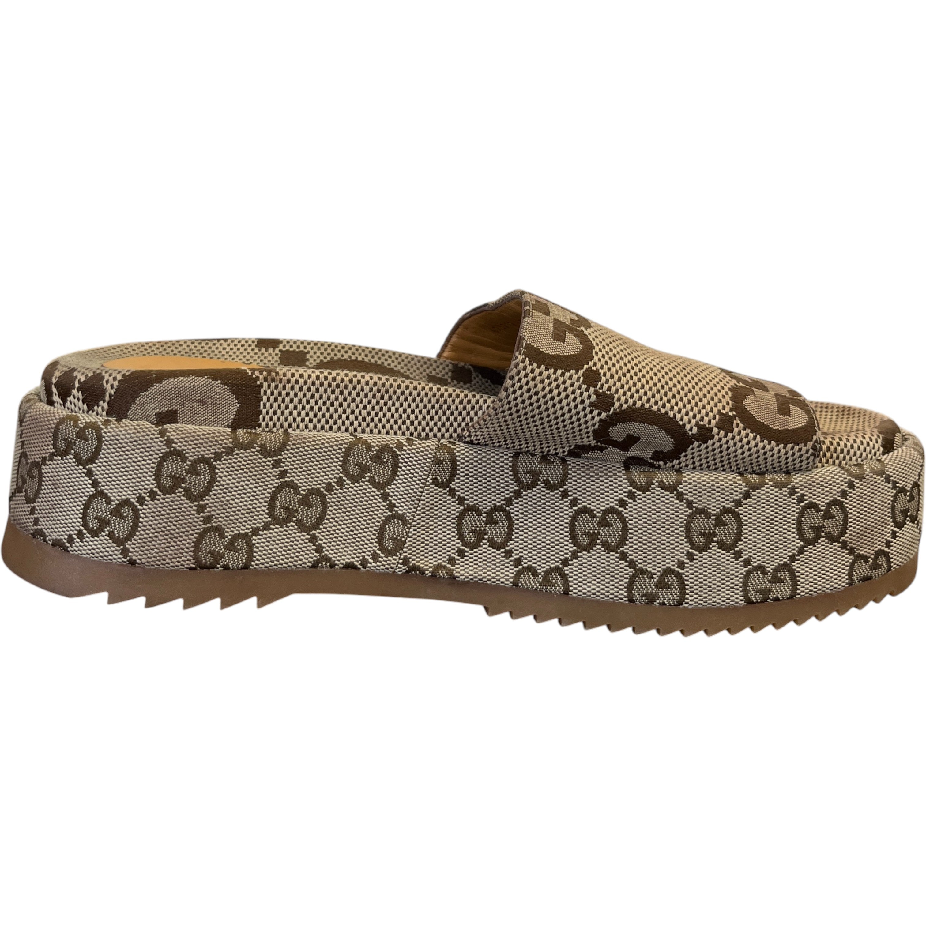 Women's Gg Platform Slide Sandals Beige Size EU 37 / UK 4