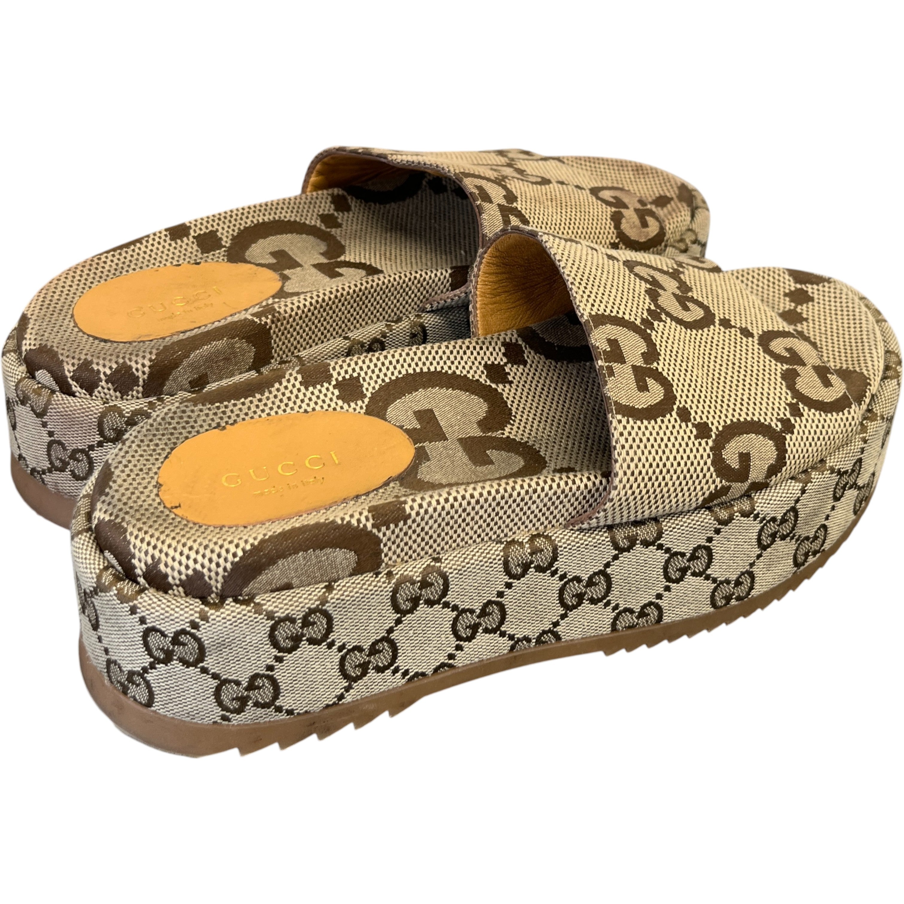 Women's Gg Platform Slide Sandals Beige Size EU 37 / UK 4