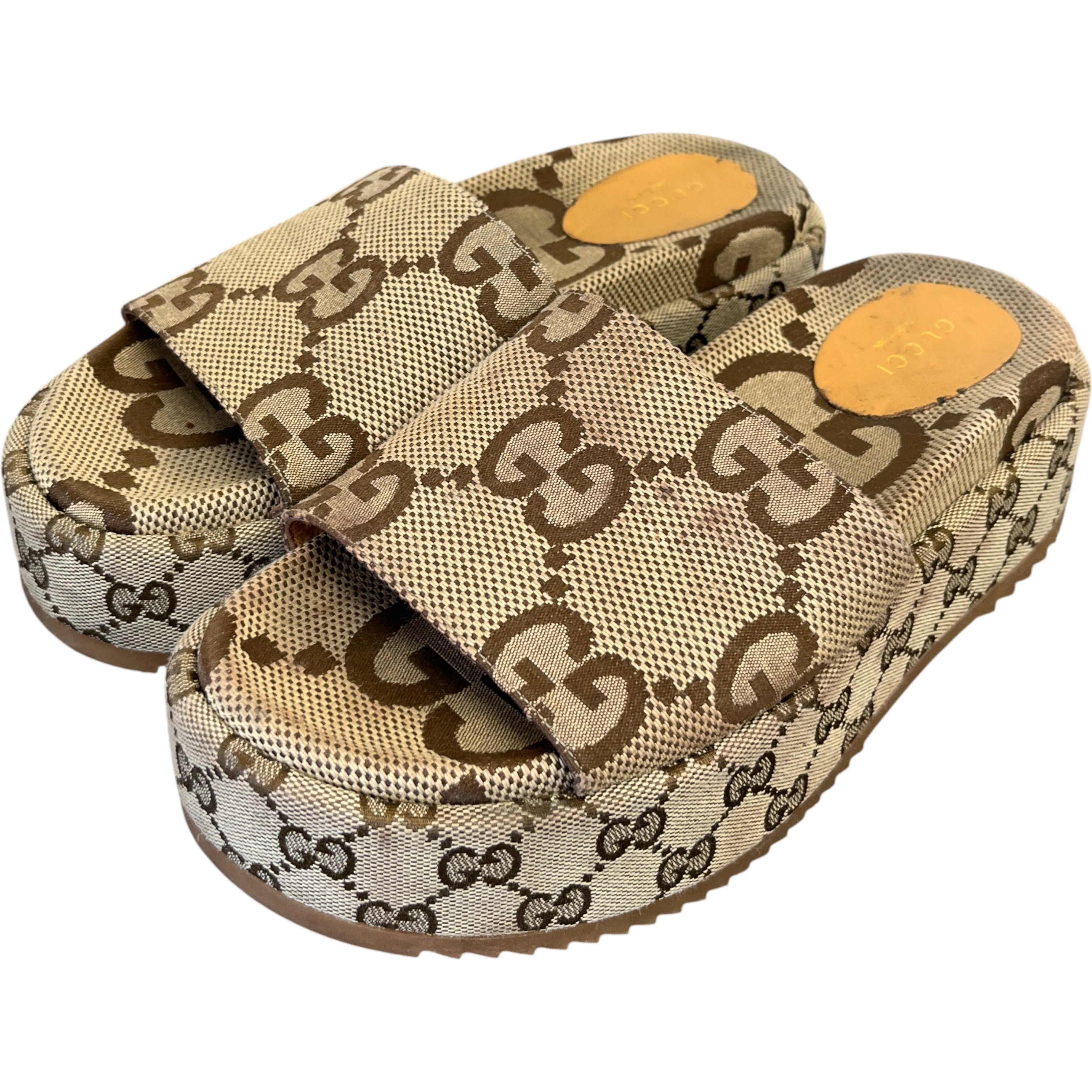 Women's Gg Platform Slide Sandals Beige Size EU 37 / UK 4