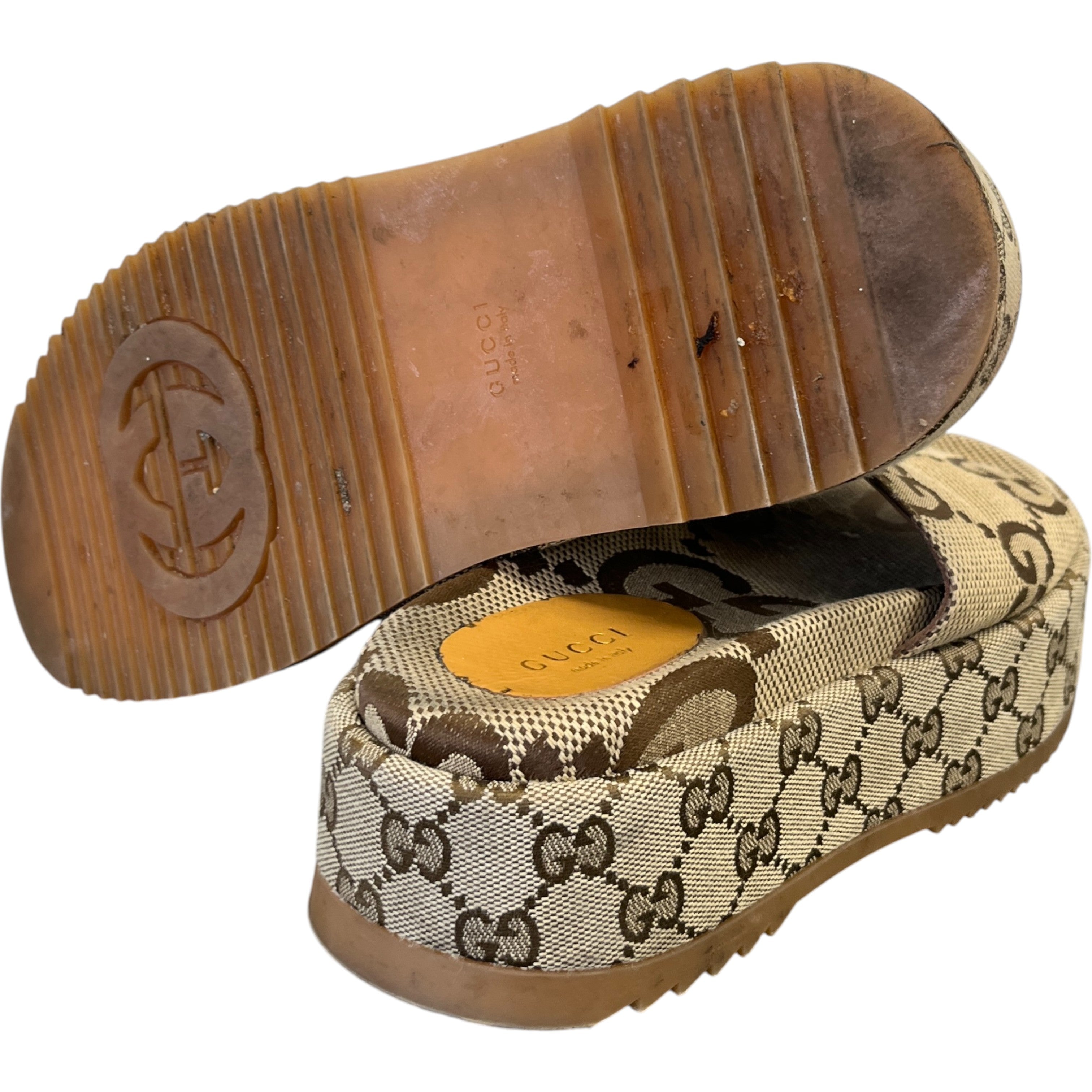 Women's Gg Platform Slide Sandals Beige Size EU 37 / UK 4