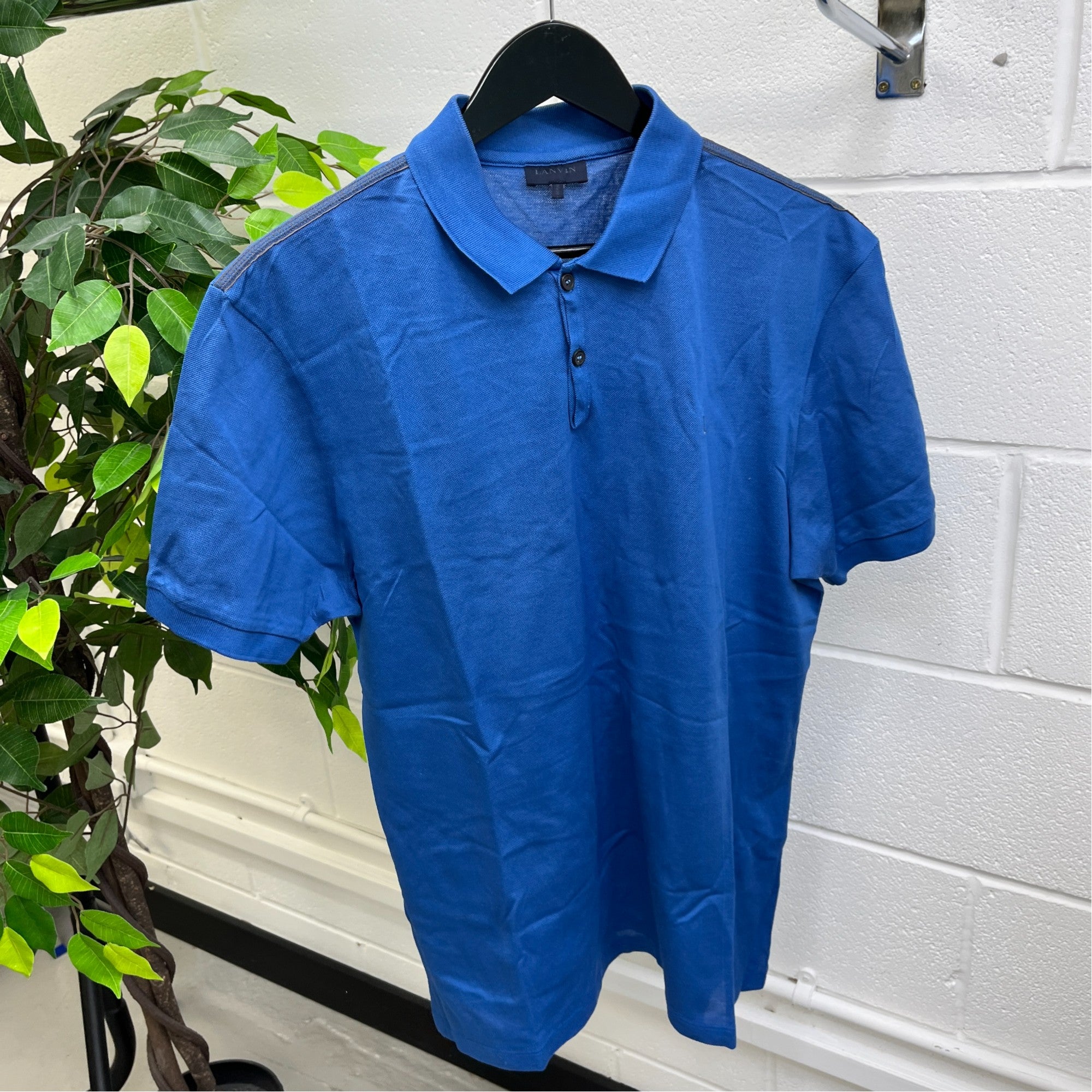 Men's Embroidered Logo Polo Shirt Blue Size XXL