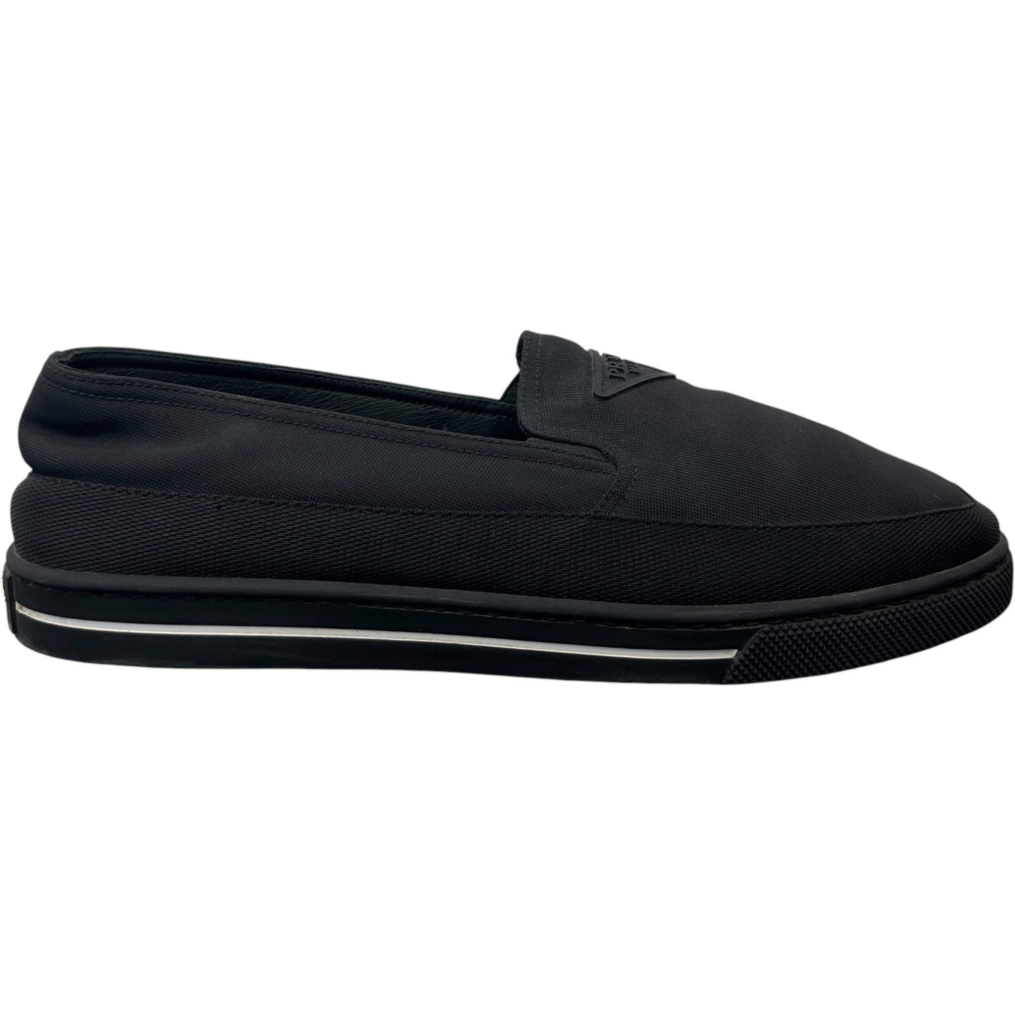 Men's Re-Nylon Plaque Logo Loafers Black Size EU 43 / UK 9