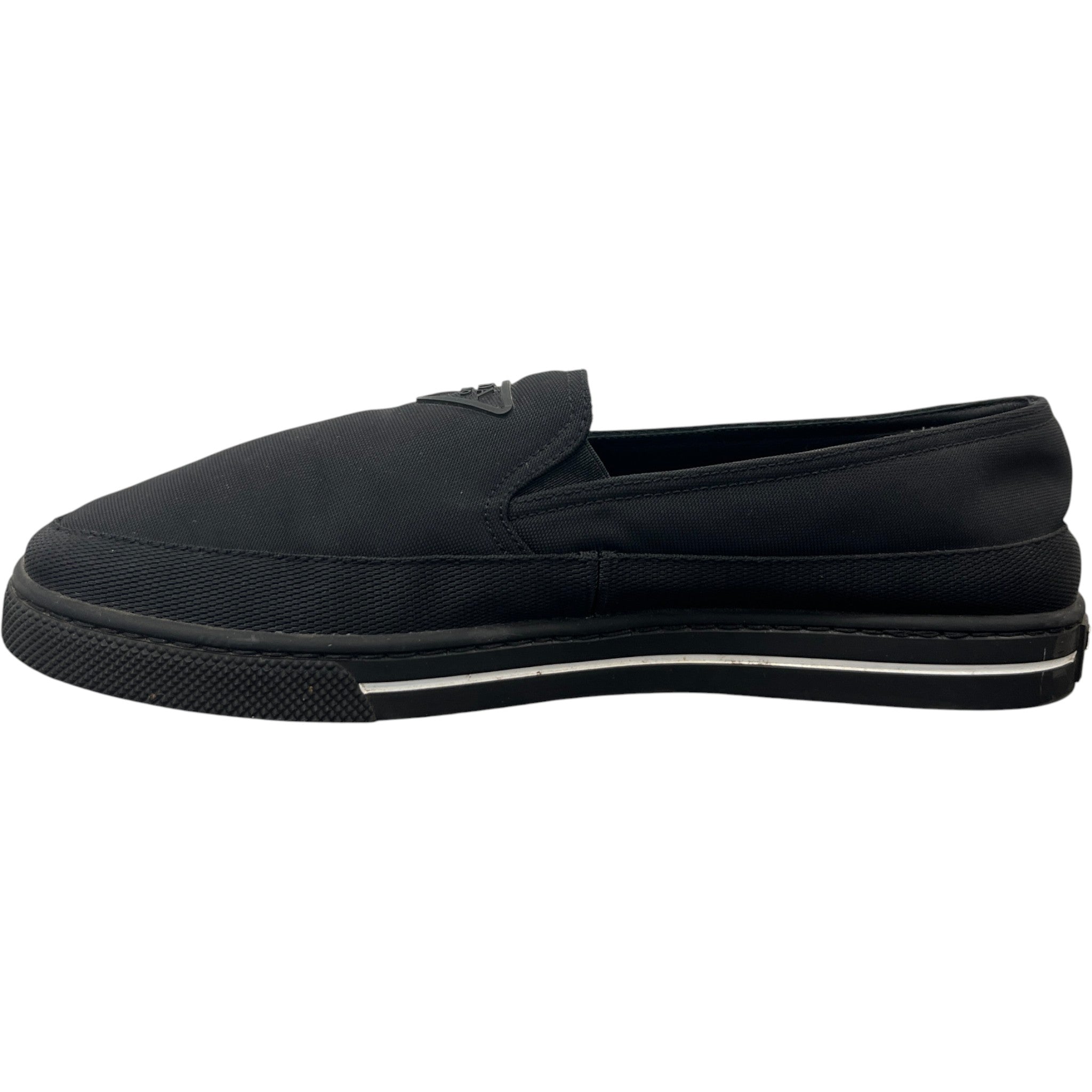 Men's Re-Nylon Plaque Logo Loafers Black Size EU 43 / UK 9