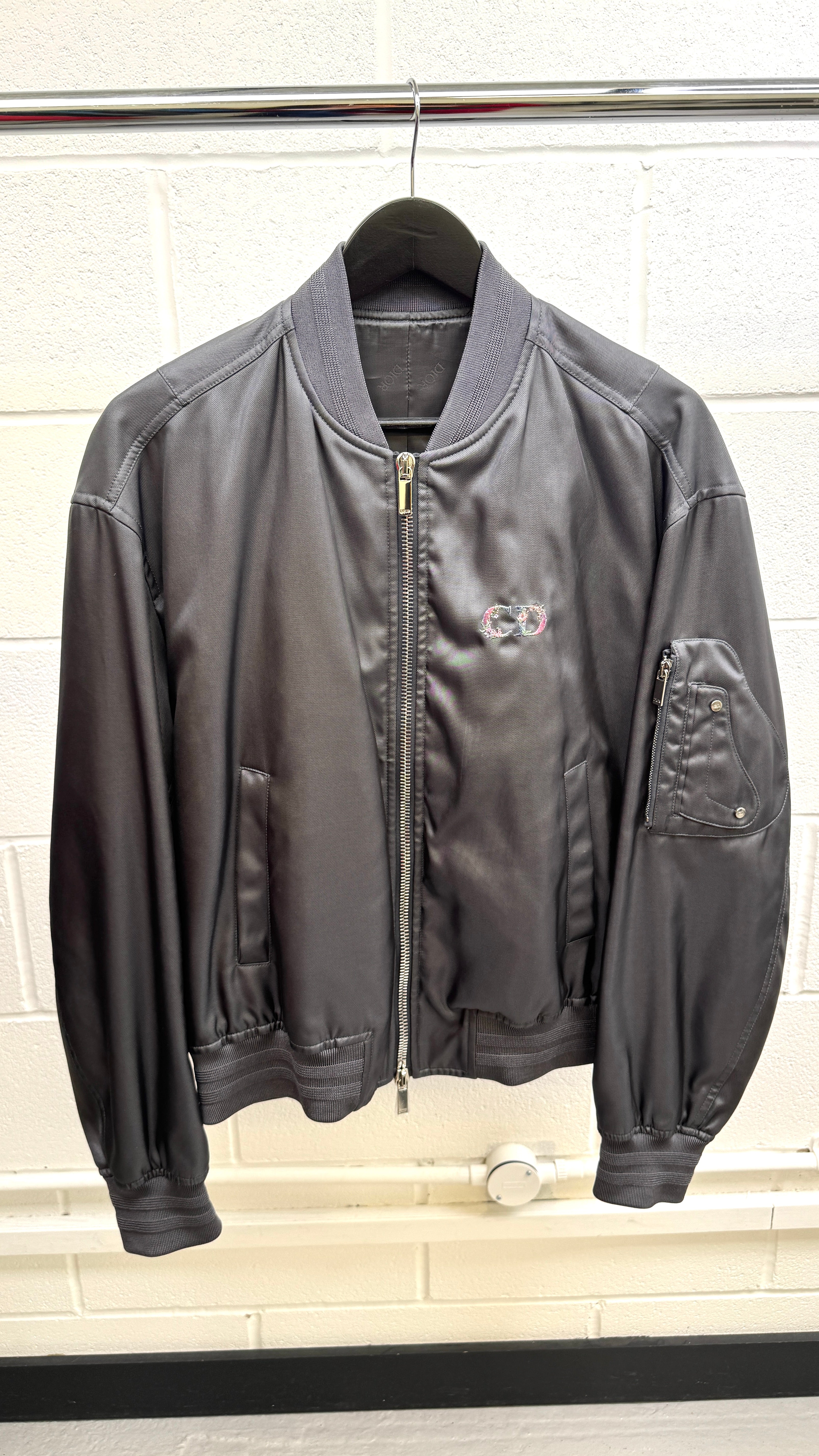 Men's Floral Logo Print Jacket Charcoal Size IT 50 / L