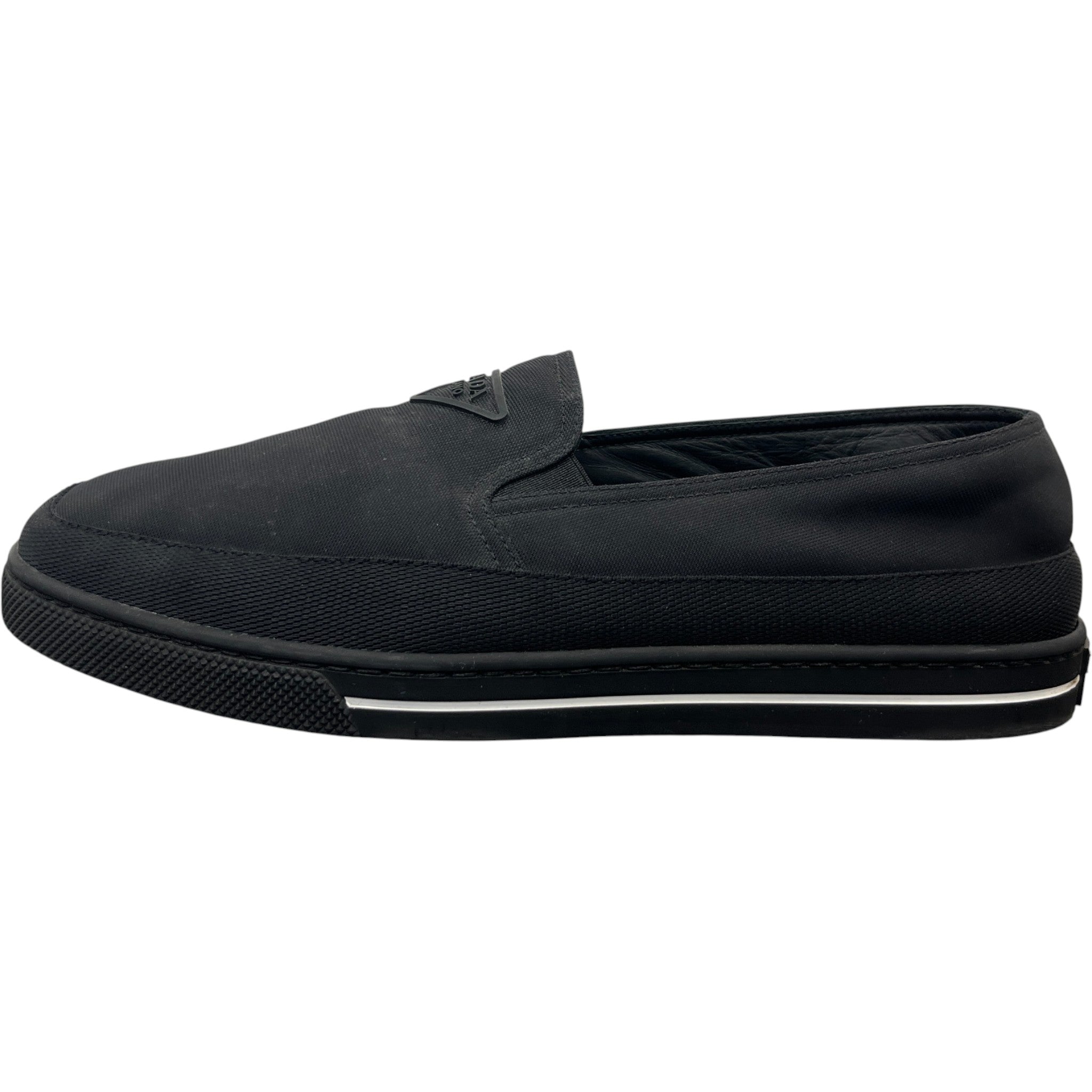 Men's Re-Nylon Plaque Logo Loafers Black Size EU 43 / UK 9