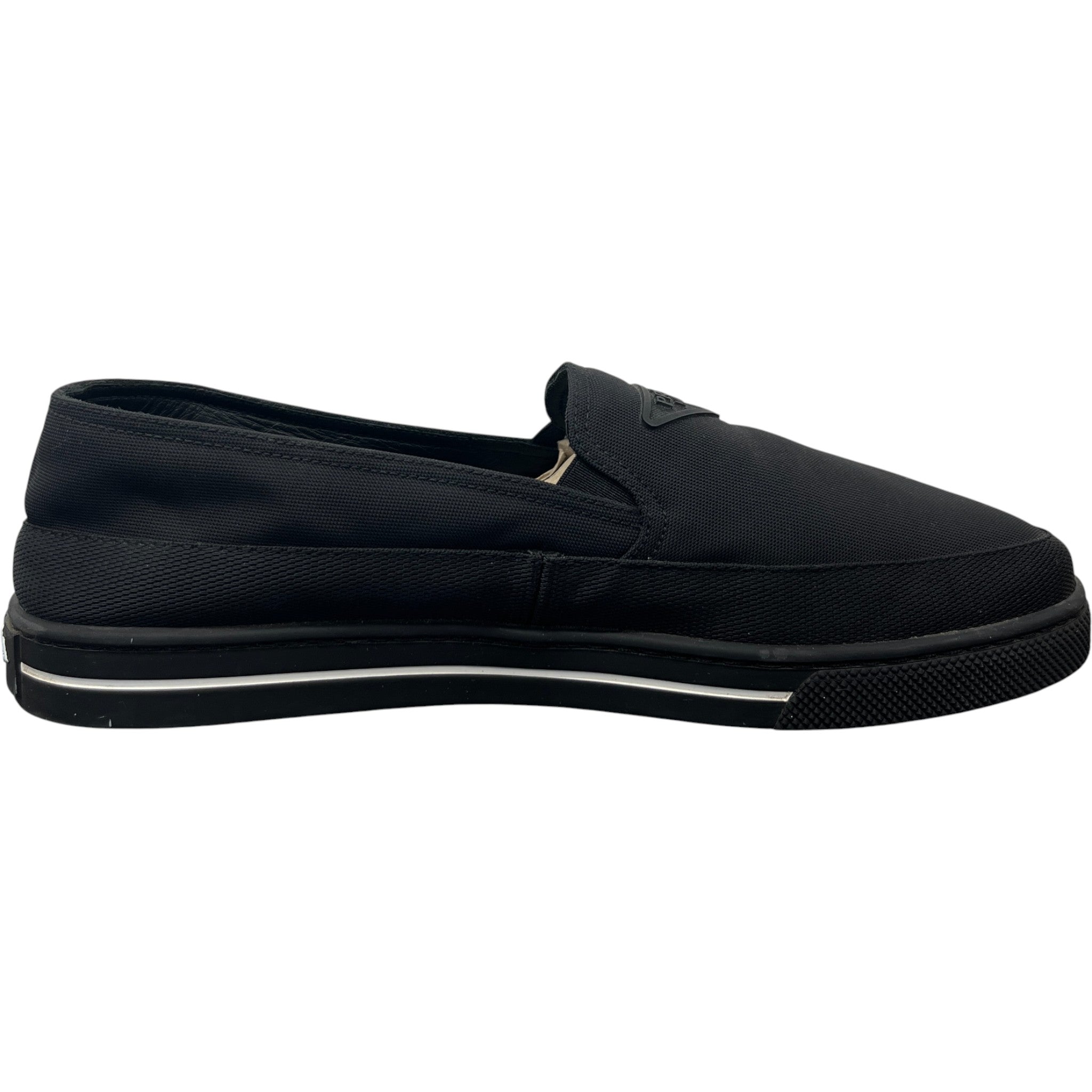 Men's Re-Nylon Plaque Logo Loafers Black Size EU 43 / UK 9