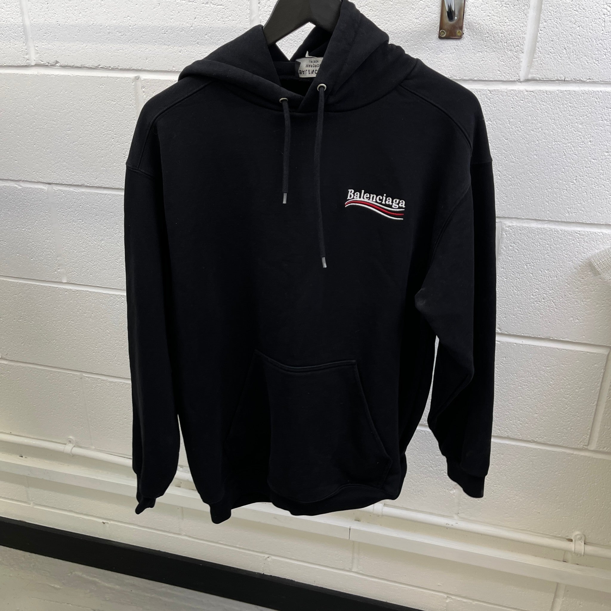 Men's Embroidered Logo Hoodie Black Size S