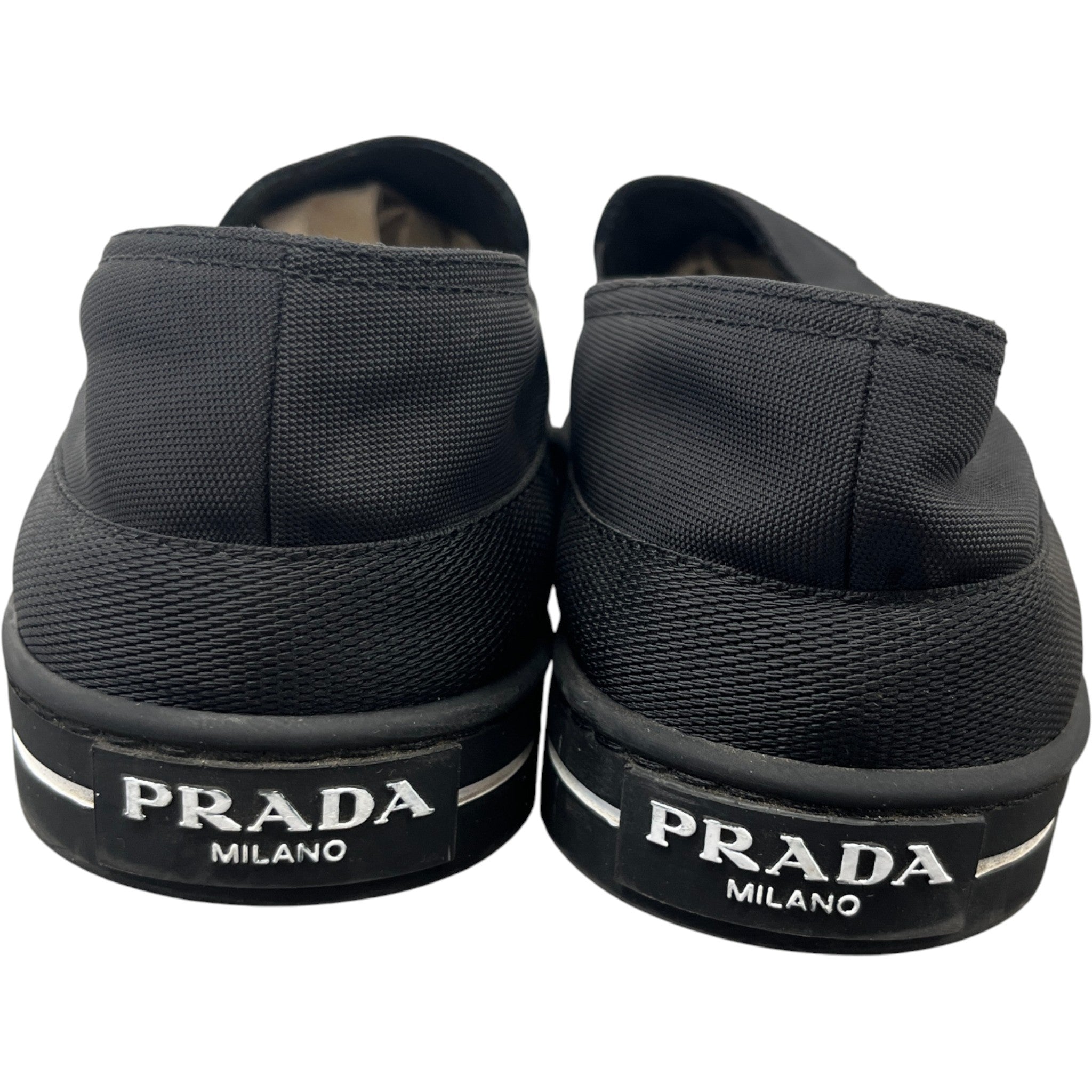 Men's Re-Nylon Plaque Logo Loafers Black Size EU 43 / UK 9