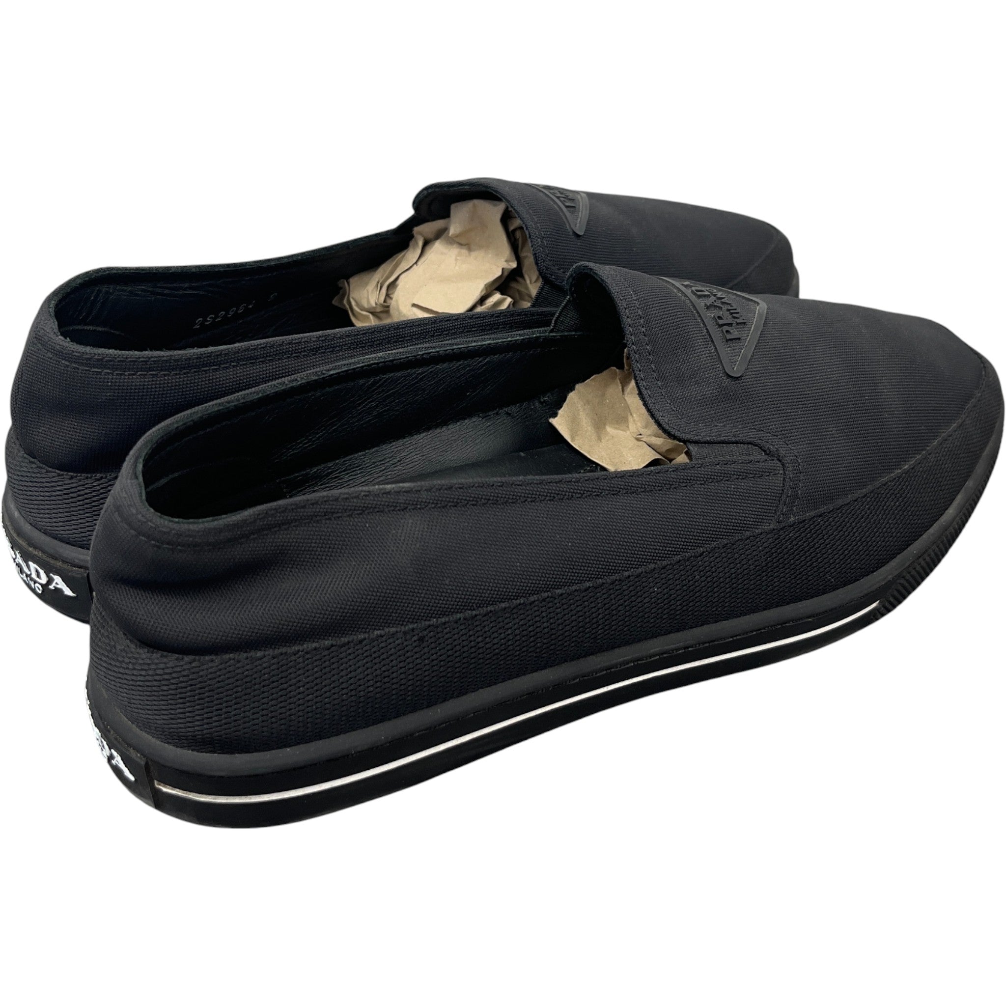 Men's Re-Nylon Plaque Logo Loafers Black Size EU 43 / UK 9