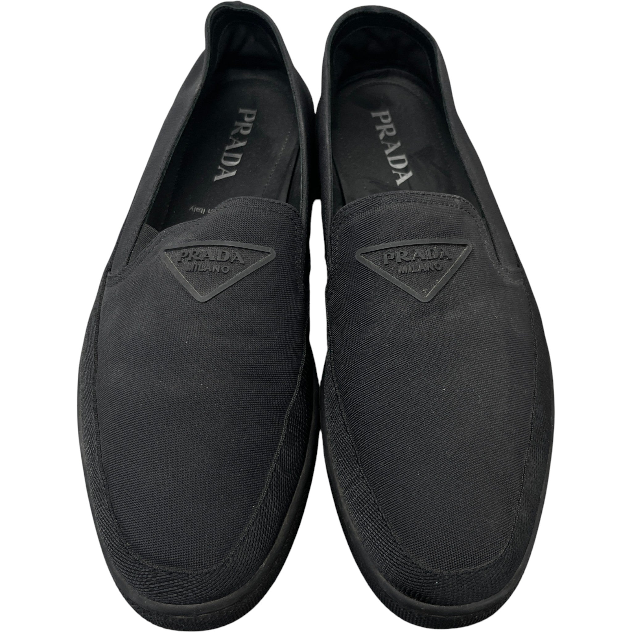 Men's Re-Nylon Plaque Logo Loafers Black Size EU 43 / UK 9