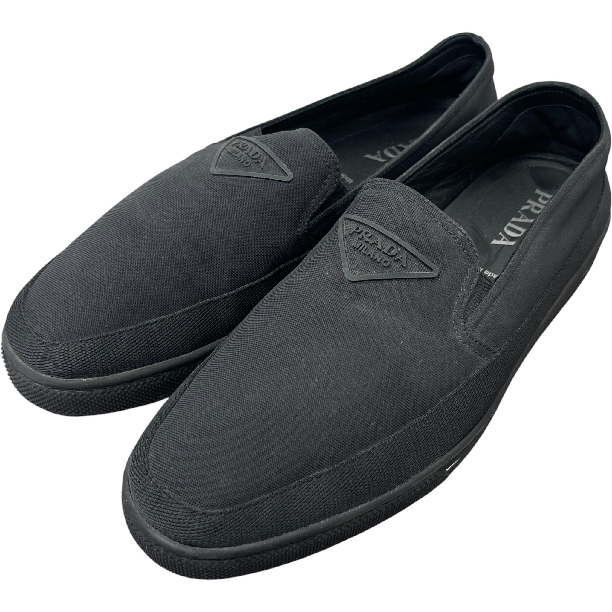 Men's Re-Nylon Plaque Logo Loafers Black Size EU 43 / UK 9