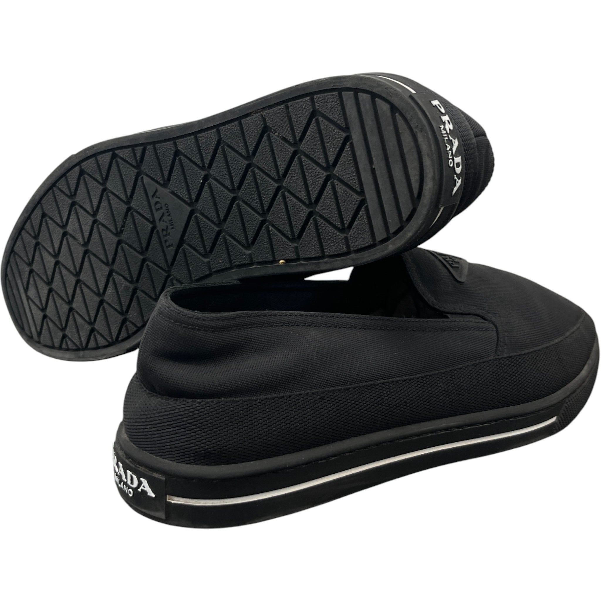 Men's Re-Nylon Plaque Logo Loafers Black Size EU 43 / UK 9