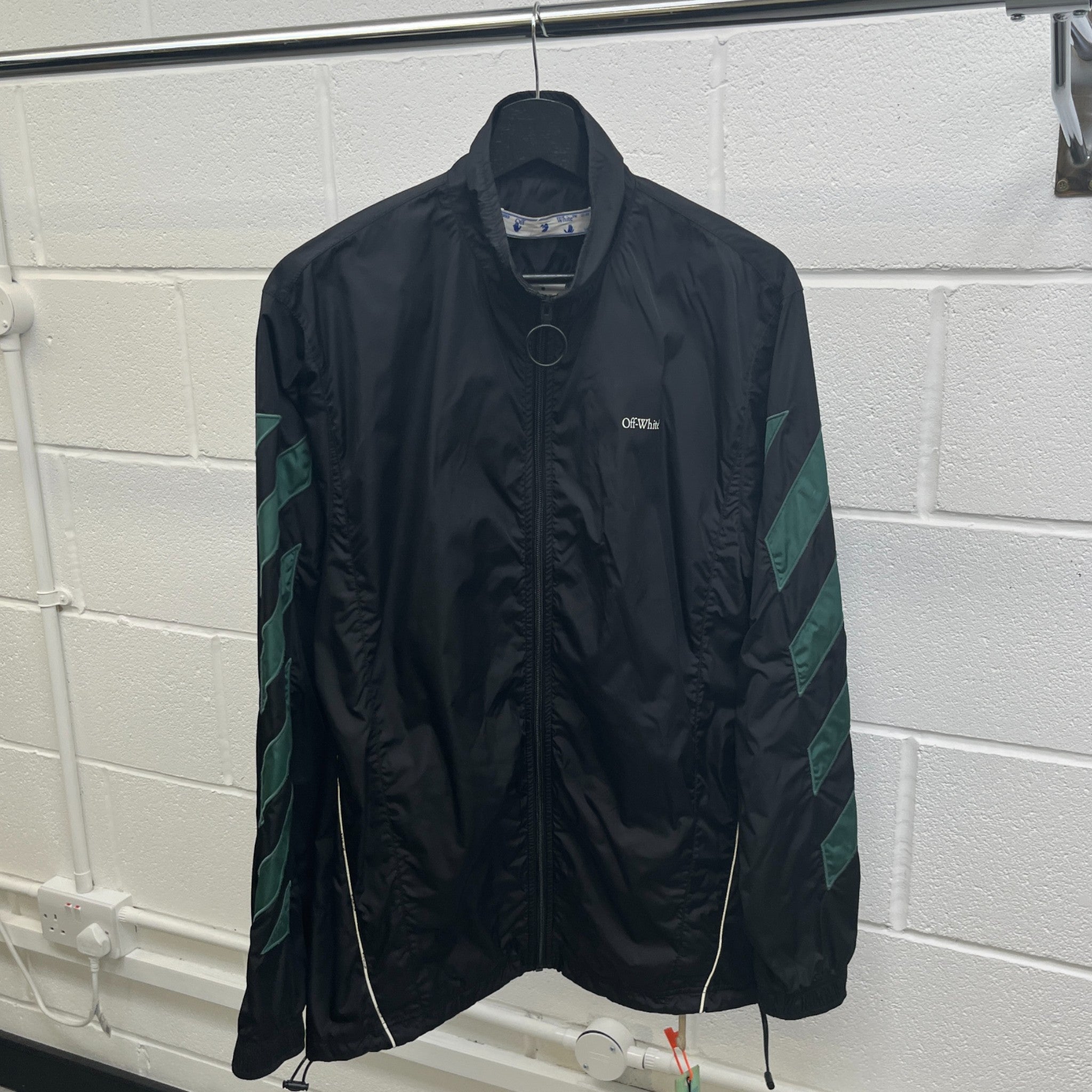 Men's Diag Nylon Windbreaker Black Size S