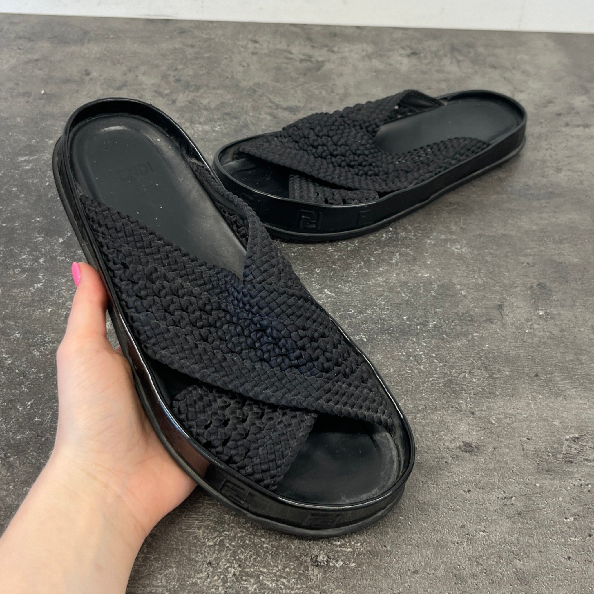 Women's Ff Rafia Sandals Black Size EU 38 / UK 5