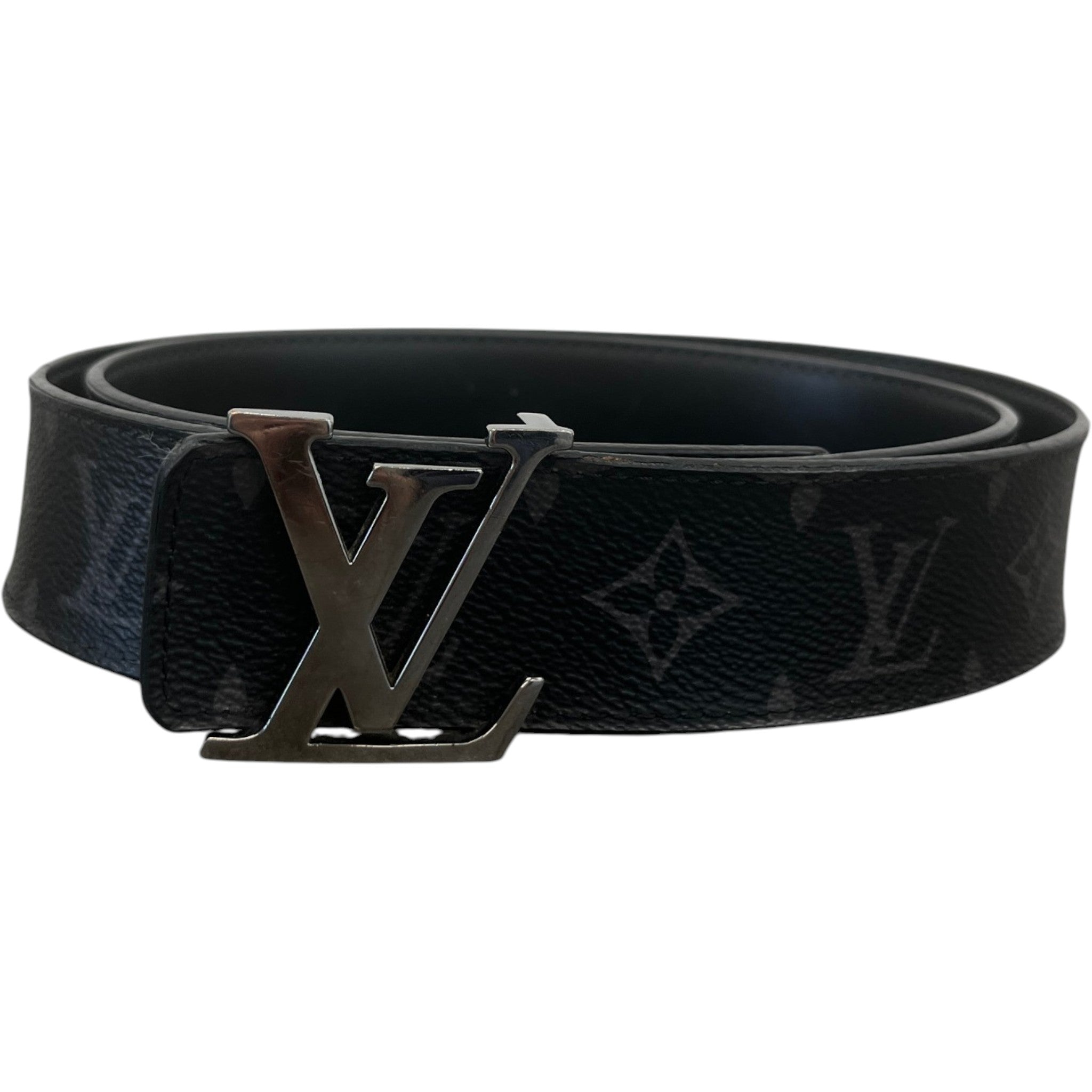 Men's Lv Initials Belt Black Size Waist 36"