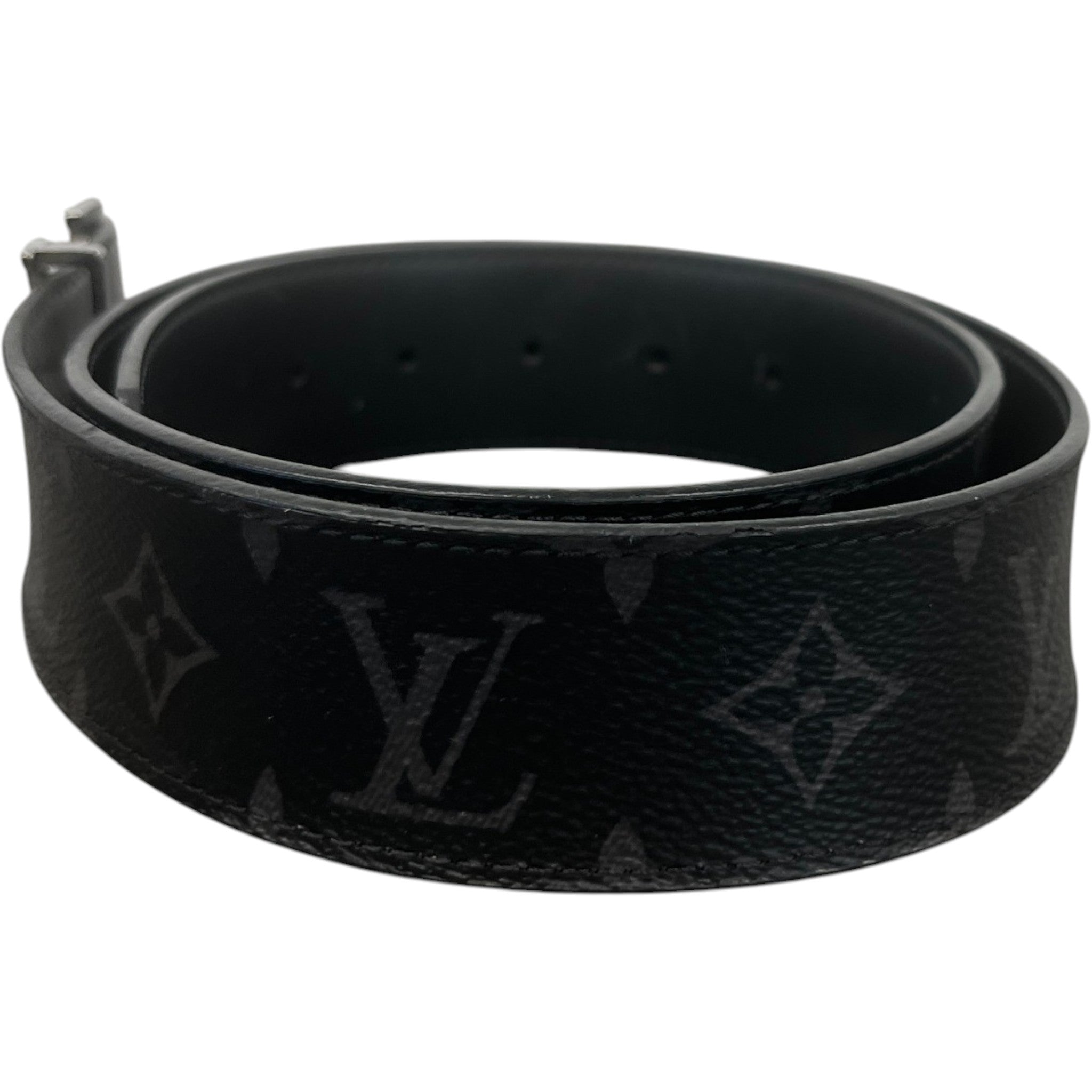 Men's Lv Initials Belt Black Size Waist 36"
