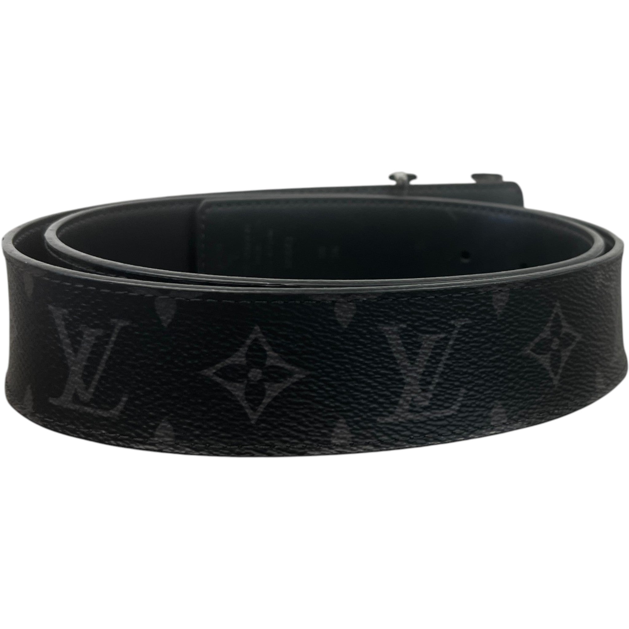 Men's Lv Initials Belt Black Size Waist 36"