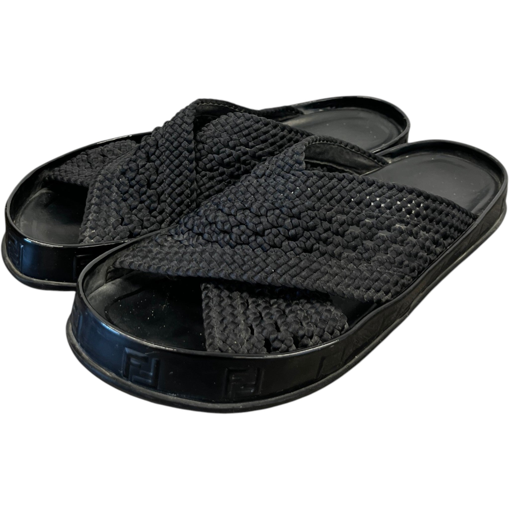 Women's Ff Rafia Sandals Black Size EU 38 / UK 5